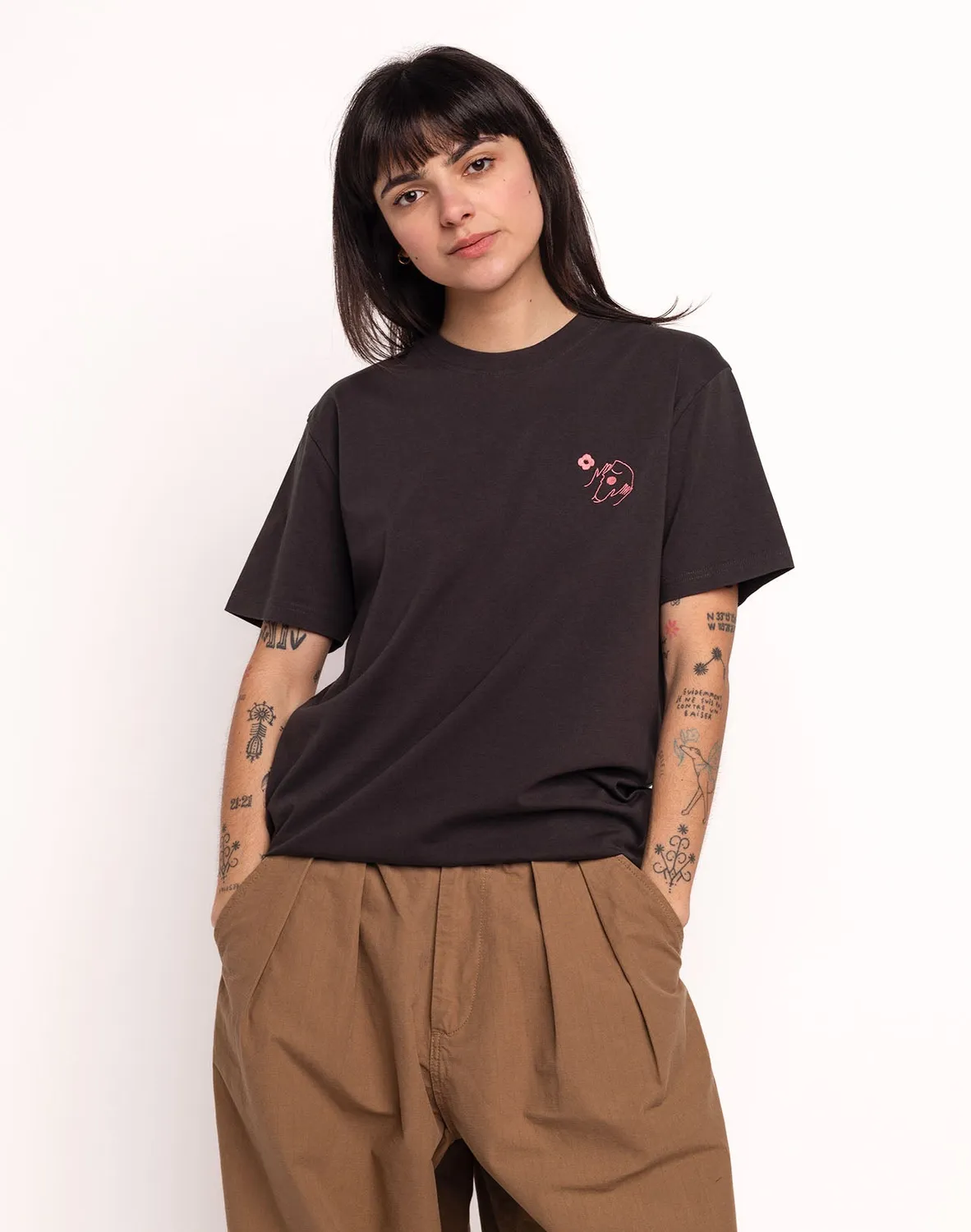 Olow Let Go t-shirt noir carbone broderie coton bio