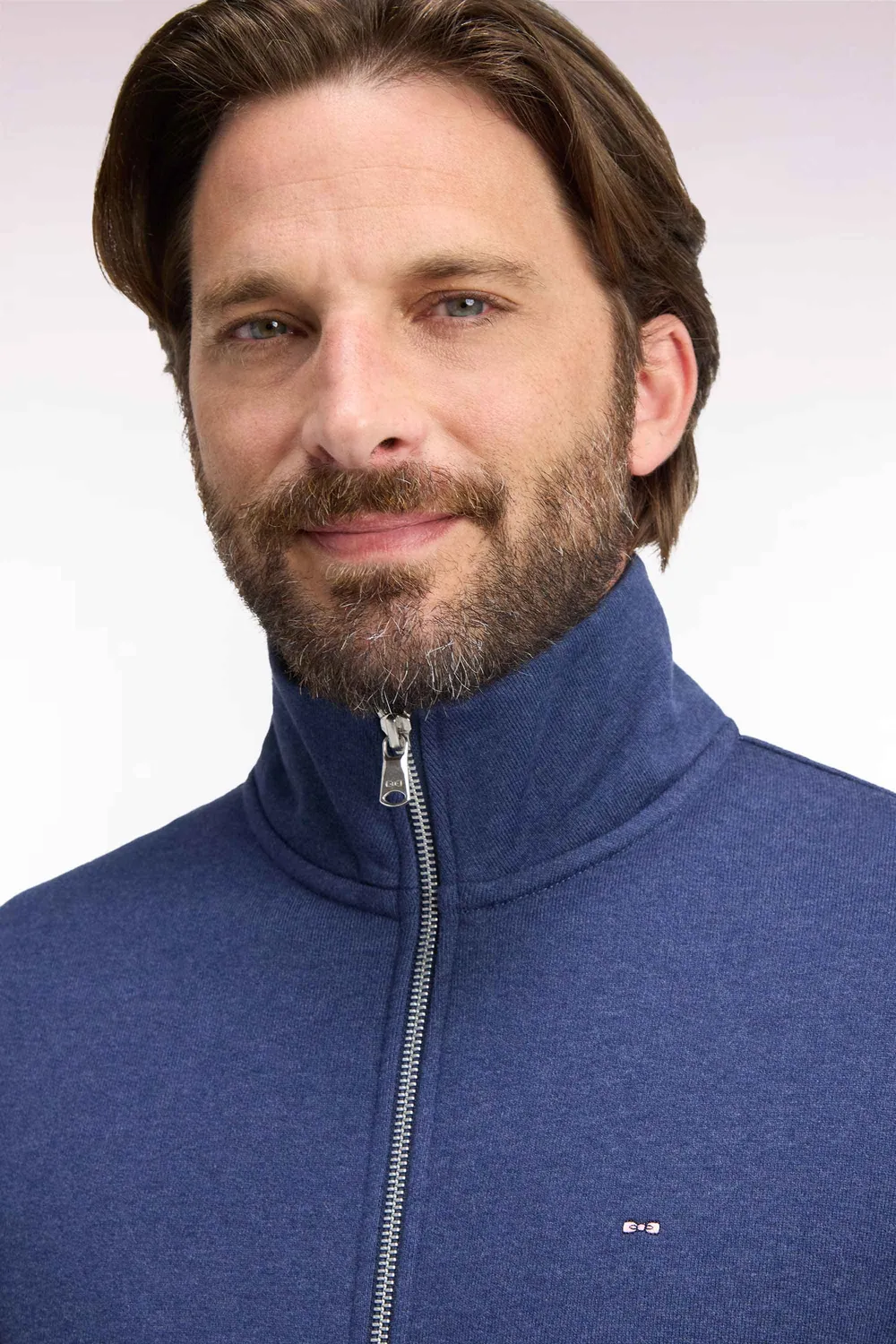 Eden Park Sweat Zippé Molleton Coton Chiné Col Camionneur