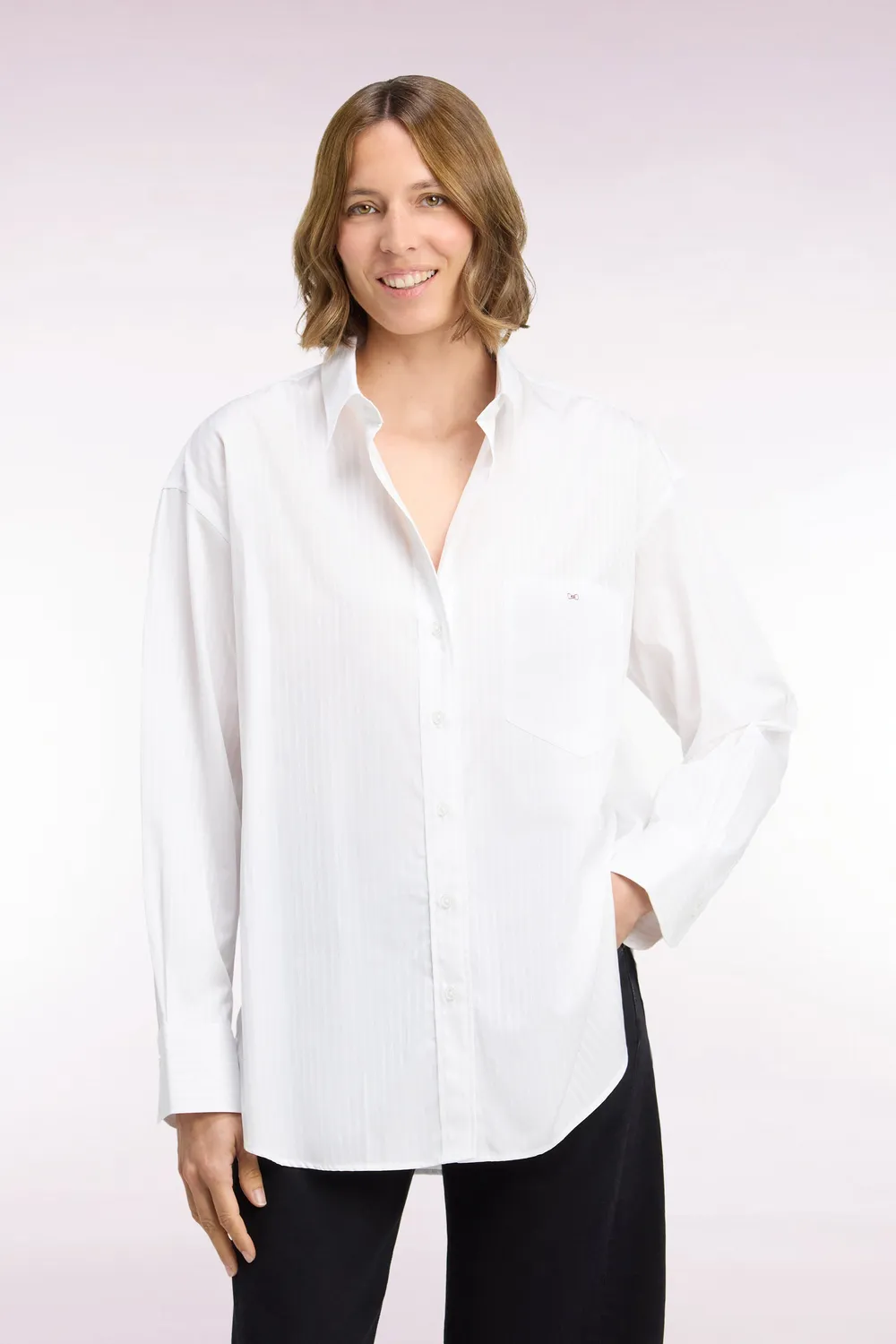 Eden Park chemise femme blanche rayures beige oversized