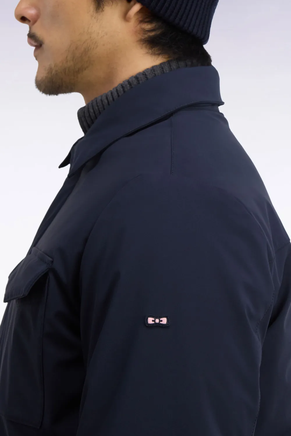 Eden Park surchemise nylon stretch marine coupe droite