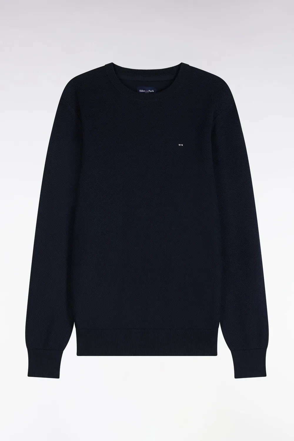 Eden Park pull col rond marine coton nid d'abeille