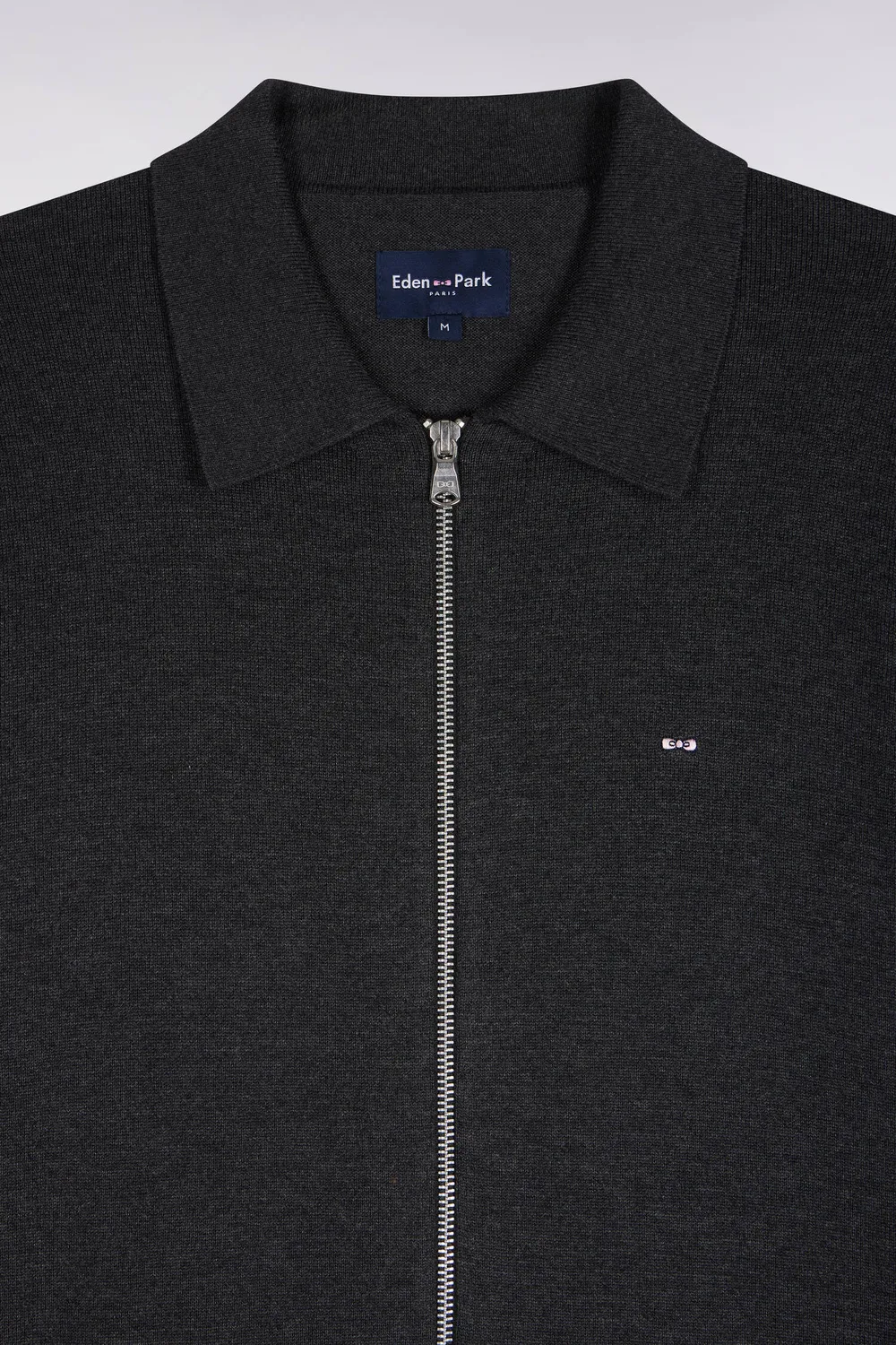 Eden Park cardigan zippé gris foncé coton viscose homme