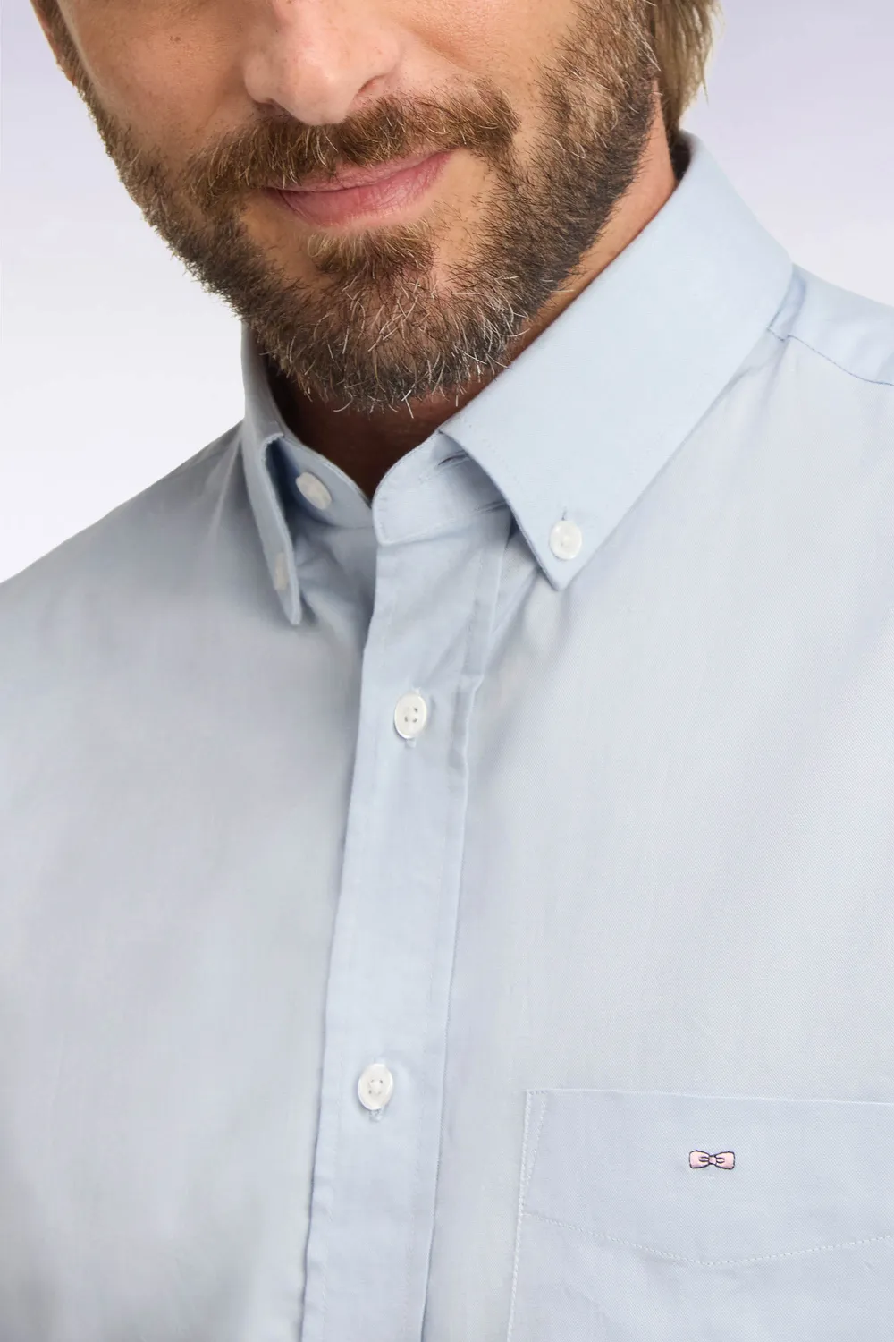 Eden Park chemise coton bleu ciel droite oxford