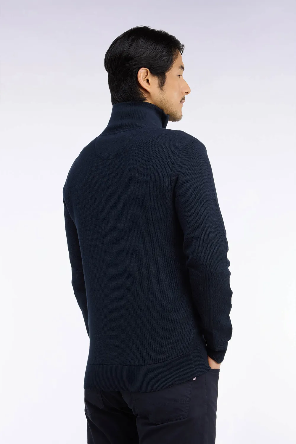 Eden Park pull col camionneur coton marine nid d'abeille