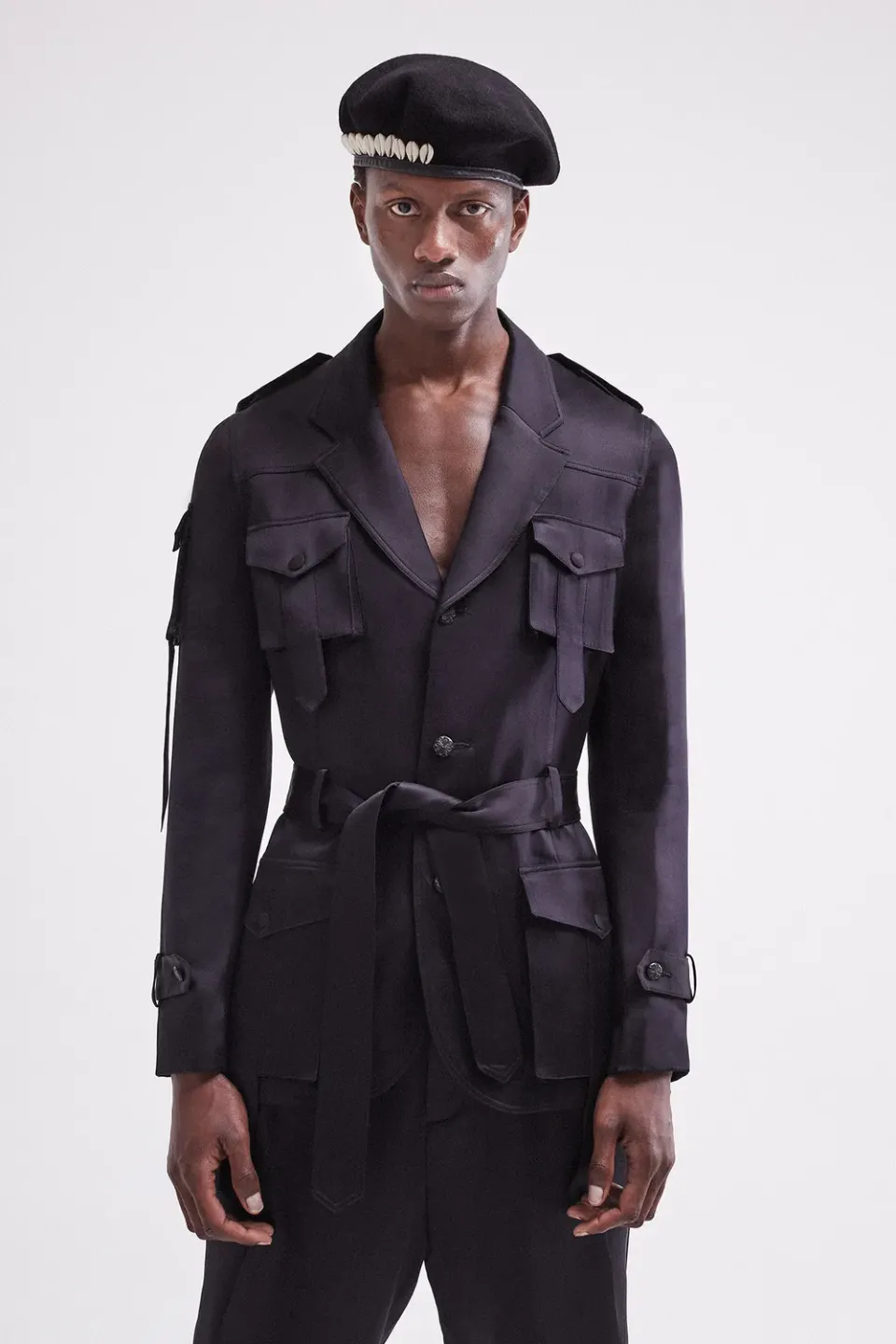 French Deal Saharienne Soie veste satin de soie