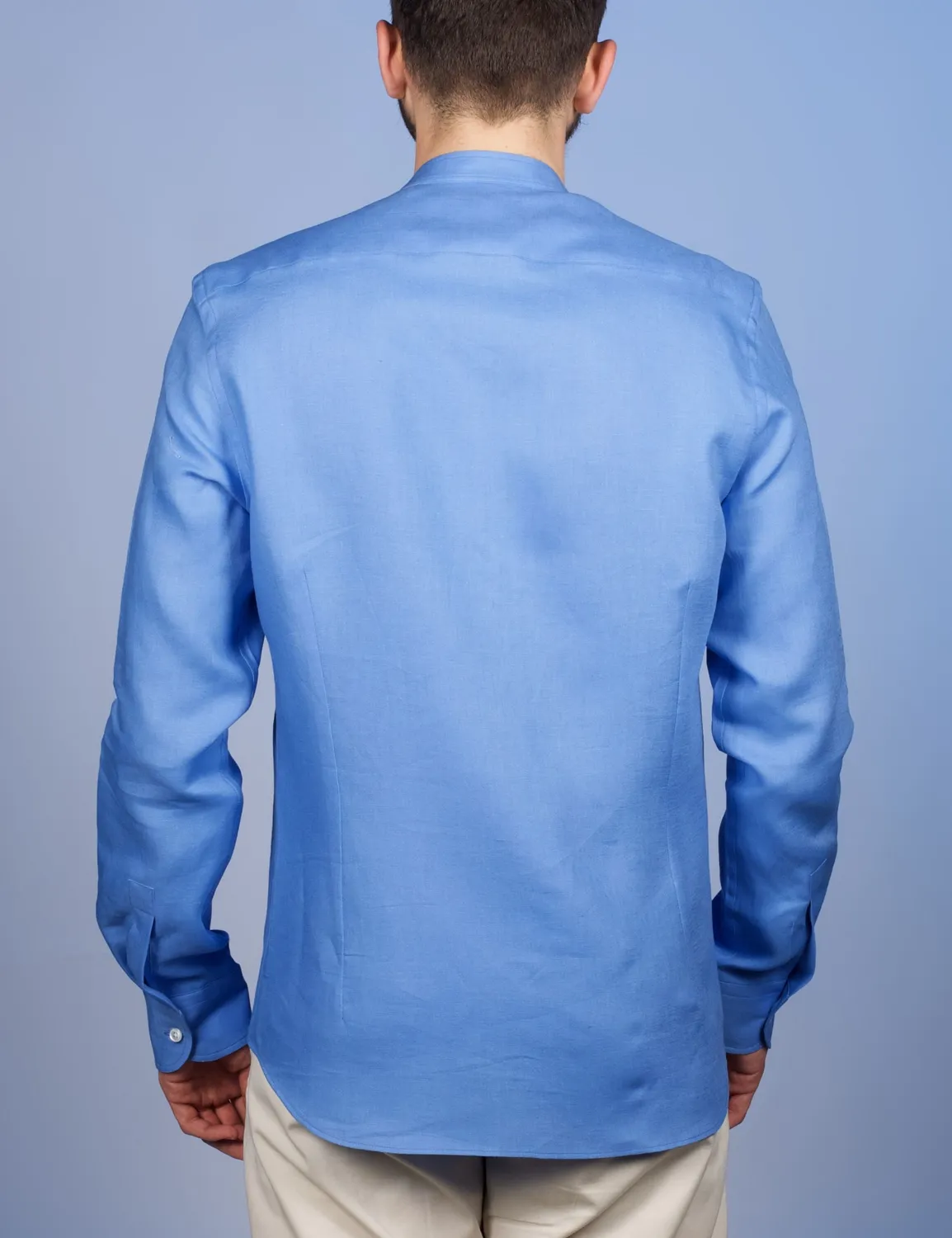 La Chemise Française Lin Normand Azur chemise homme col Mao