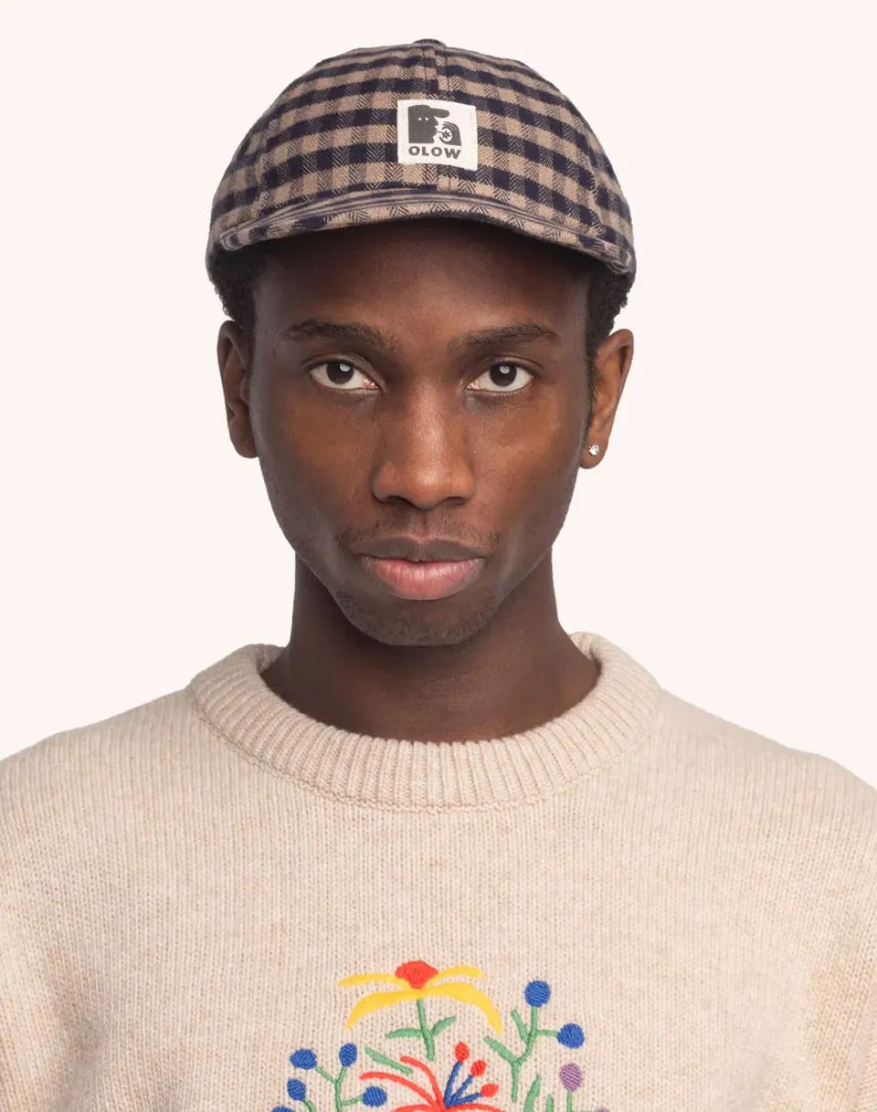 OLOW Wick casquette marron bleu carreaux