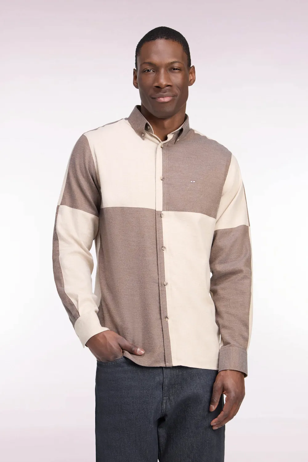 Eden Park chemise coton camel beige homme