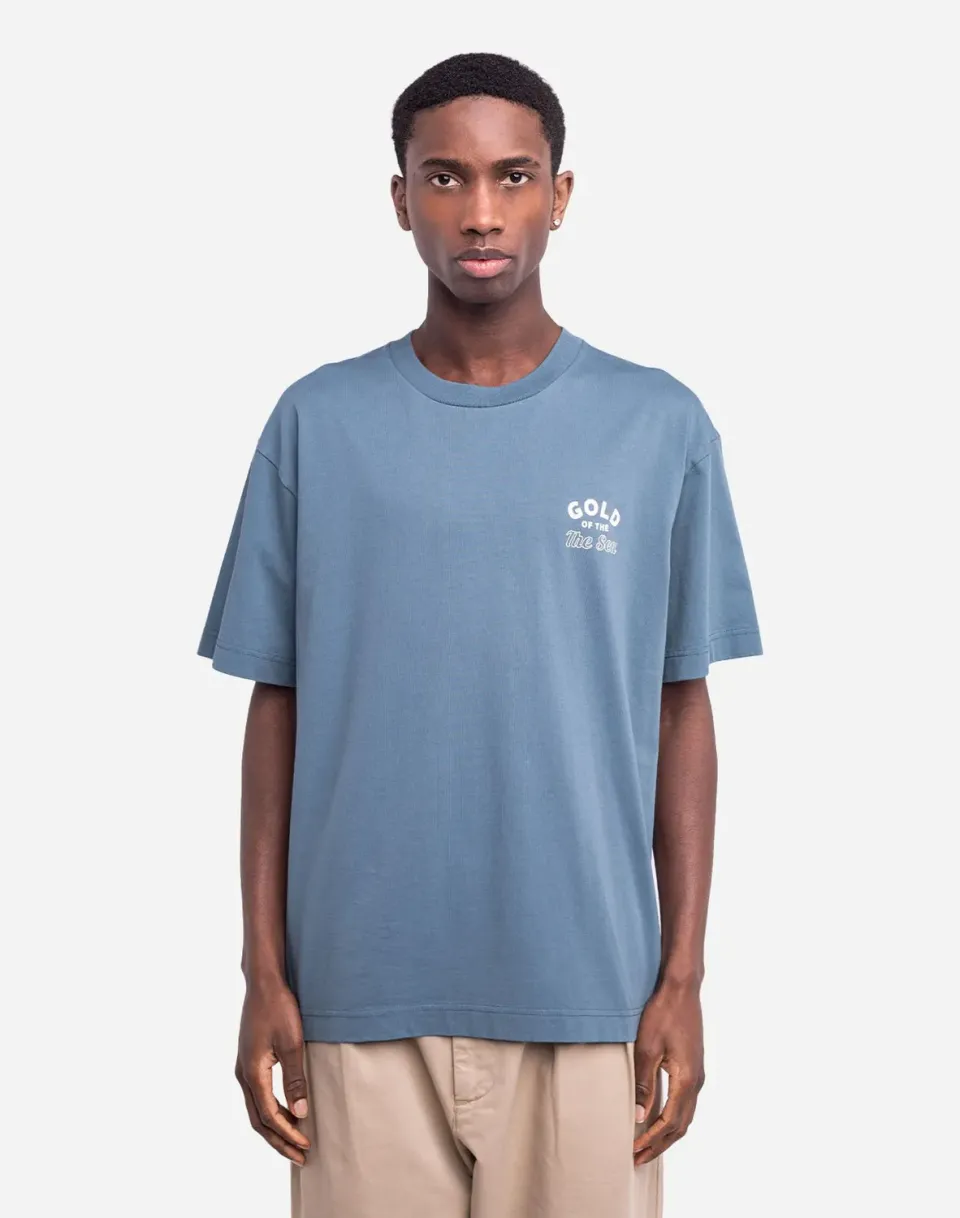 OLOW Gold t-shirt ample bleu acier coton bio
