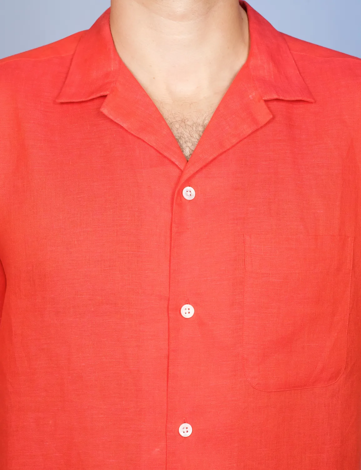 La Chemise Française Havane Rouge chemise homme lin col cubain