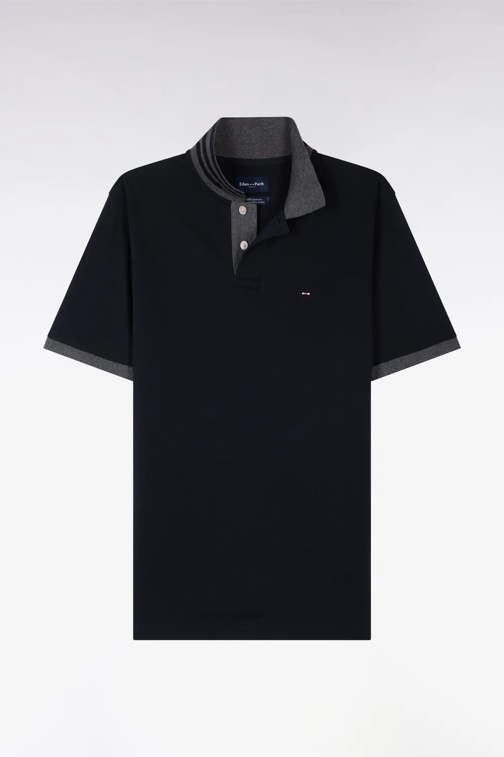 Eden Park Polo coton Pima noir détails contrastés