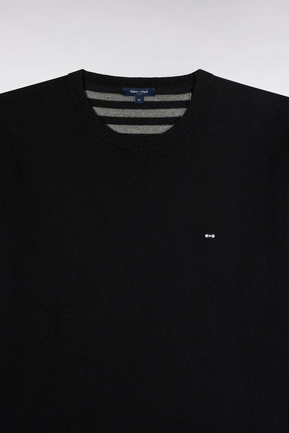 Eden Park pull noir laine coton homme col rond droit
