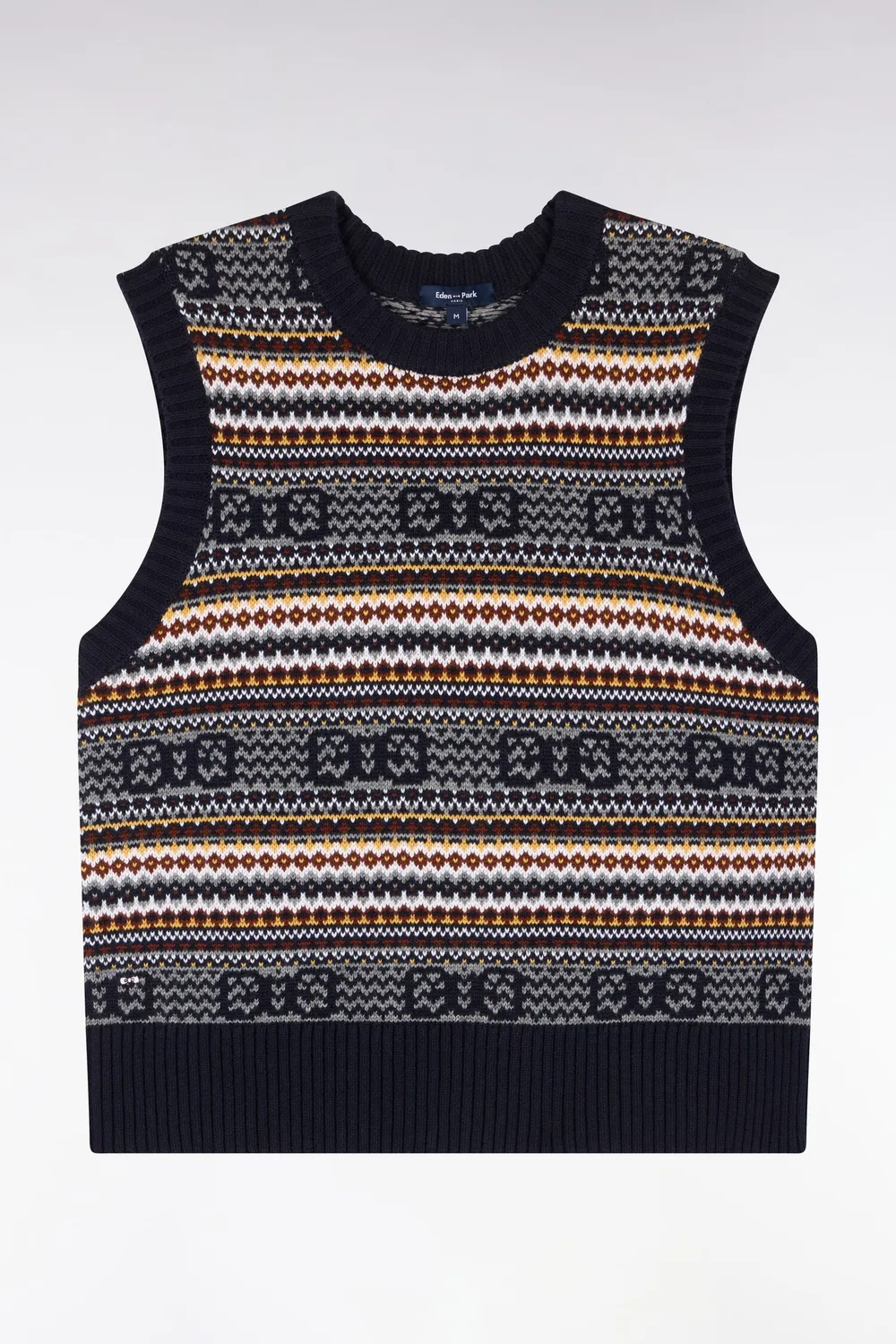 Eden Park Pull sans manches laine coton marine femme