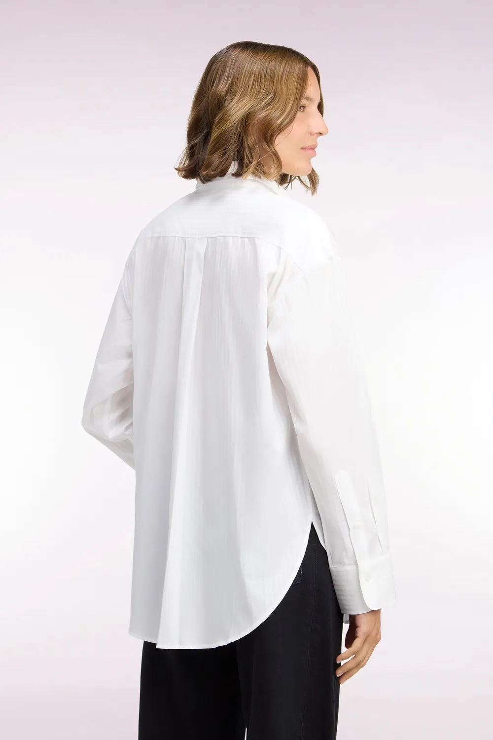 Eden Park chemise femme blanche rayures beige oversized