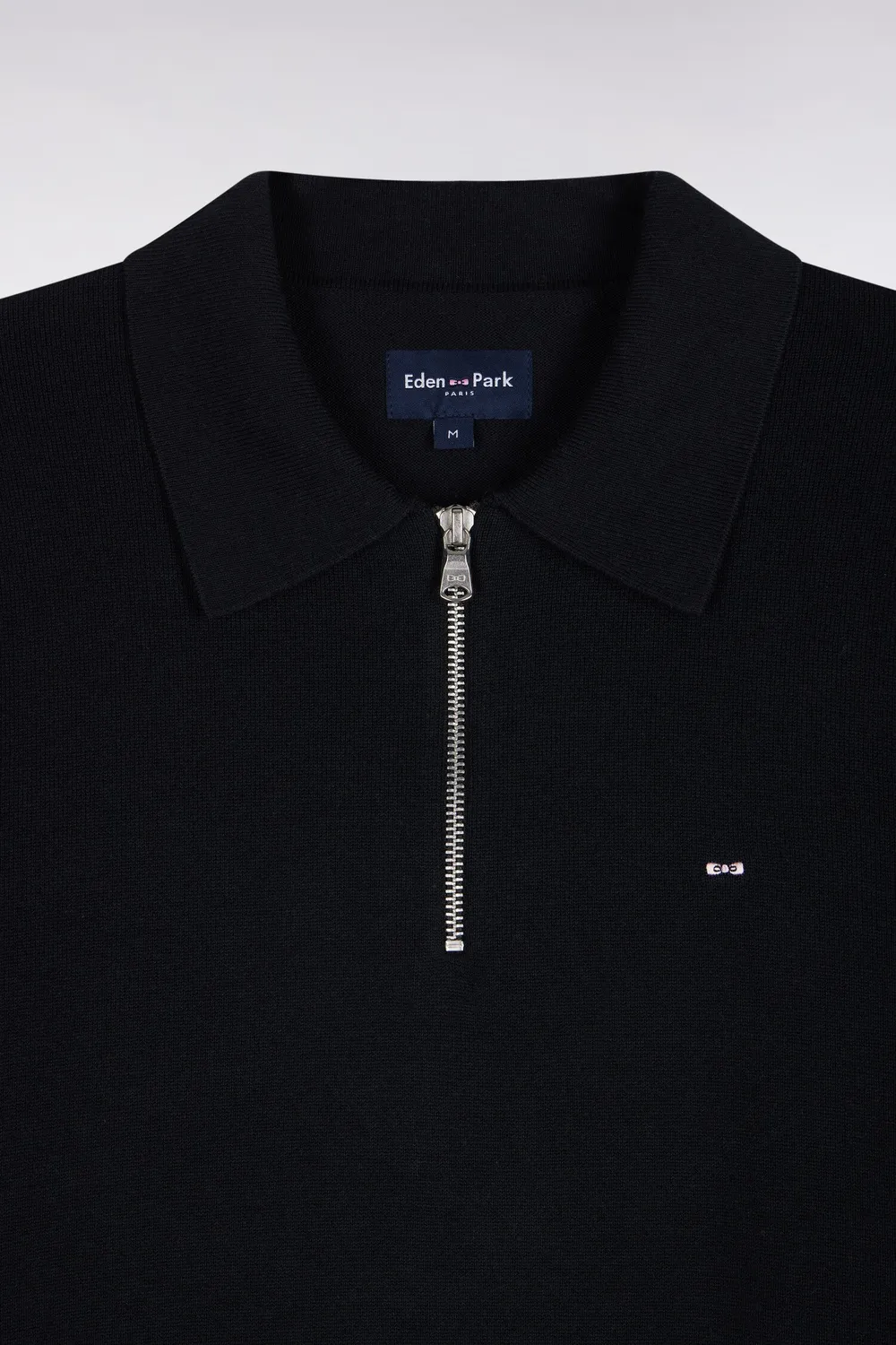 Eden Park Après Match pull col polo zippé noir coton viscose