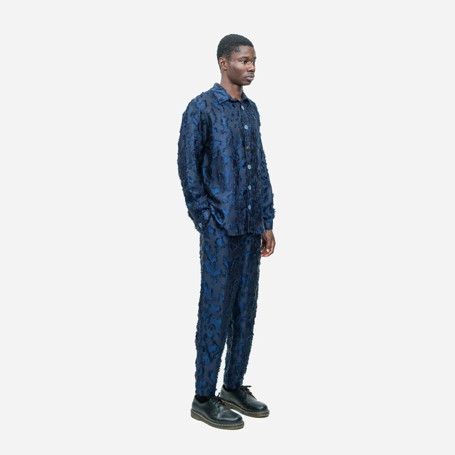 Labrum Royal Blue Textured Camo chemise homme bleu royal