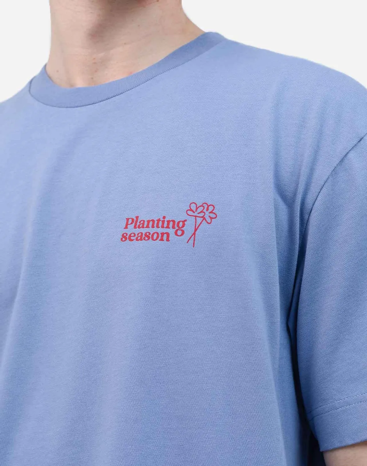 OLOW Planting t-shirt bleu azur coton bio ample