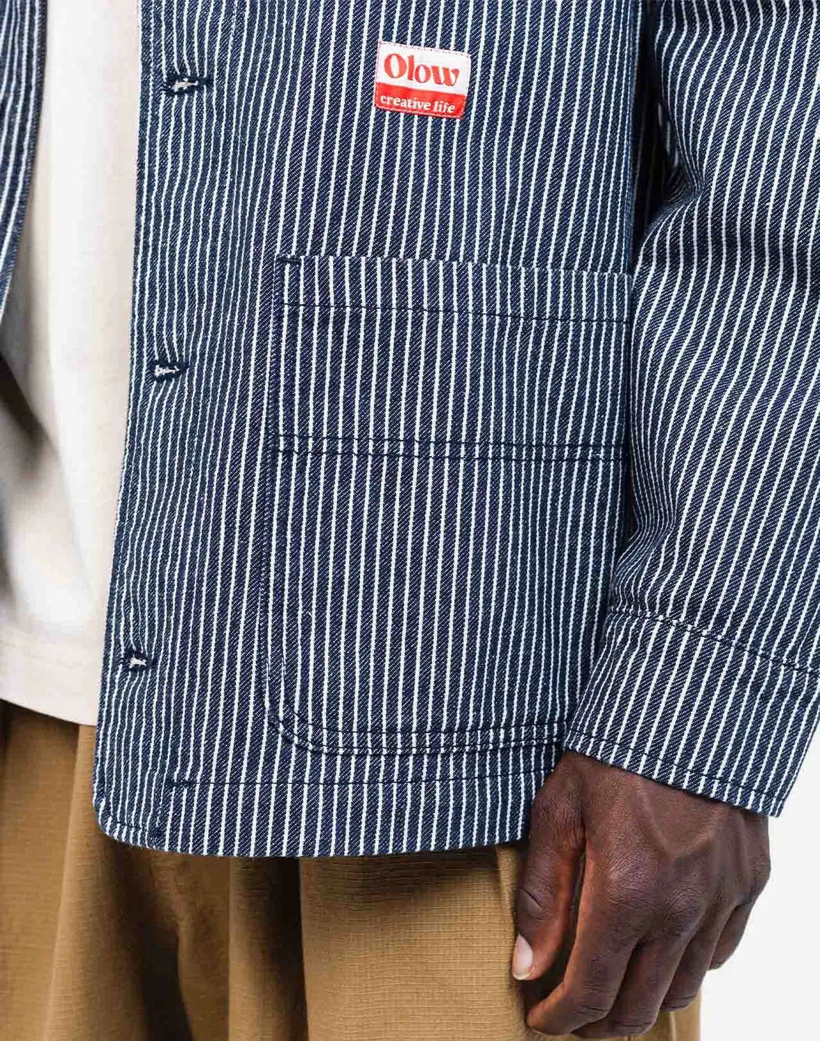 Olow Handy Stripes veste denim rayé recyclé