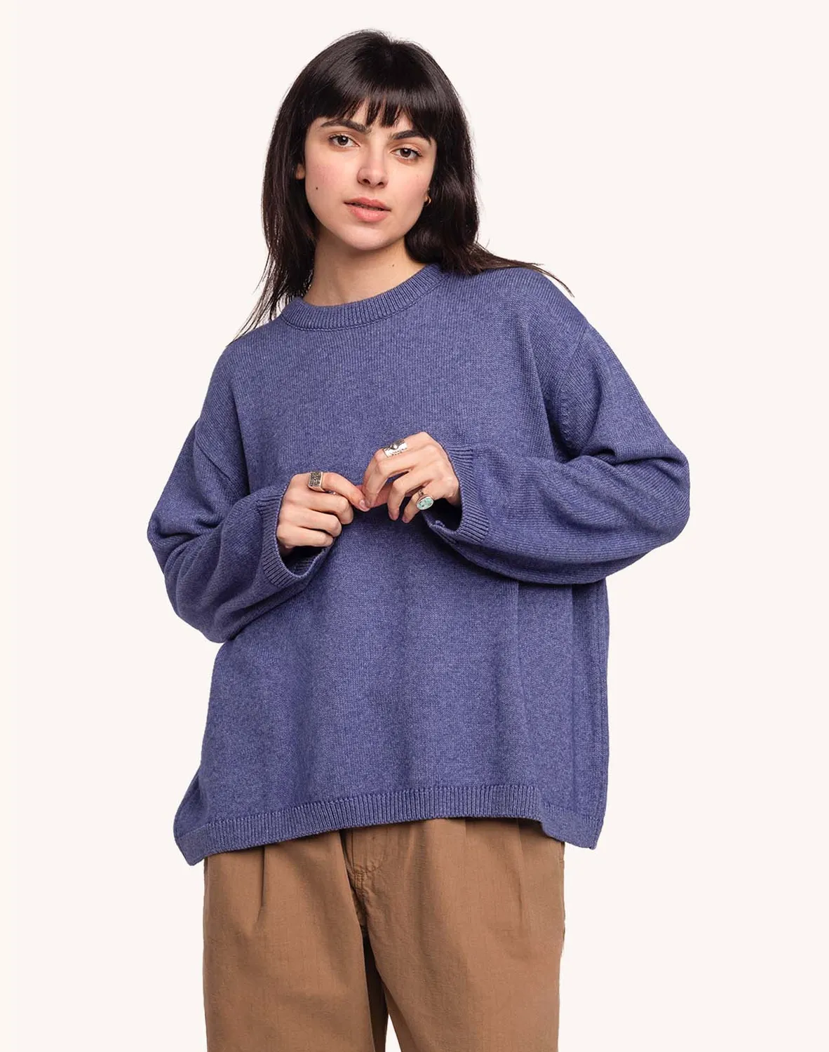 OLOW Imeji pull bleu chiné mérinos