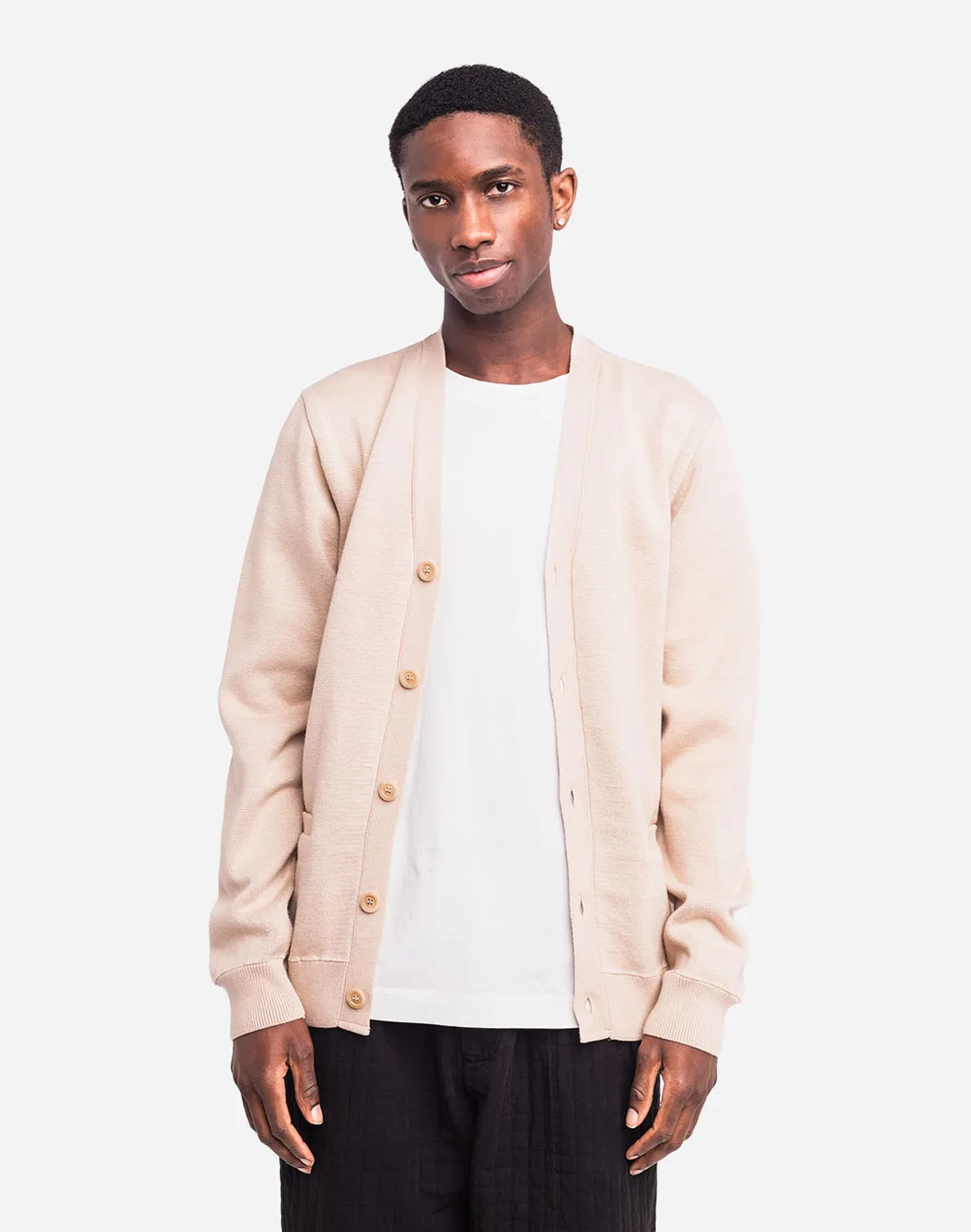 OLOW Quiet Life cardigan beige en coton mérinos