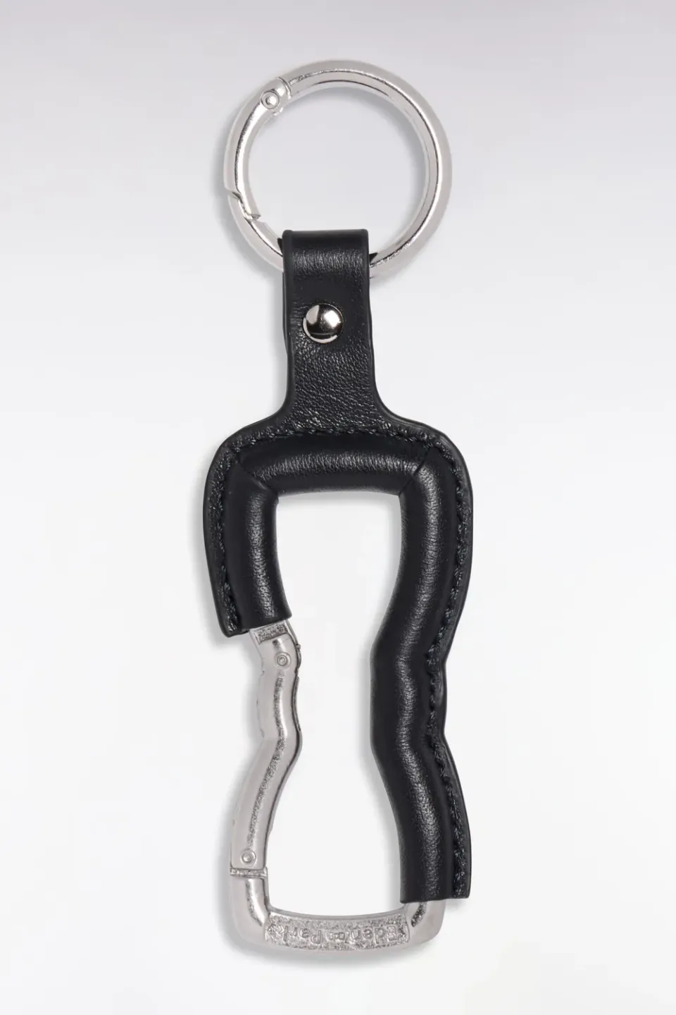Eden Park Porte-clés mousqueton cuir marine argenté