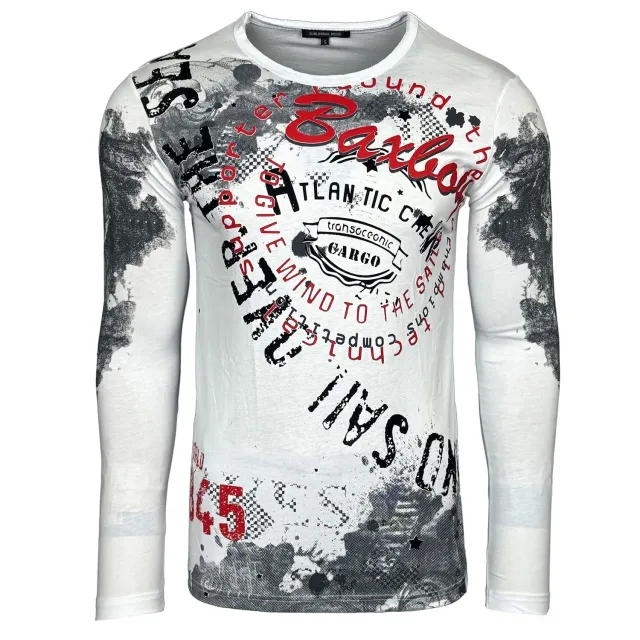 Subliminal Mode BX705 t-shirt homme manches longues noir vintage