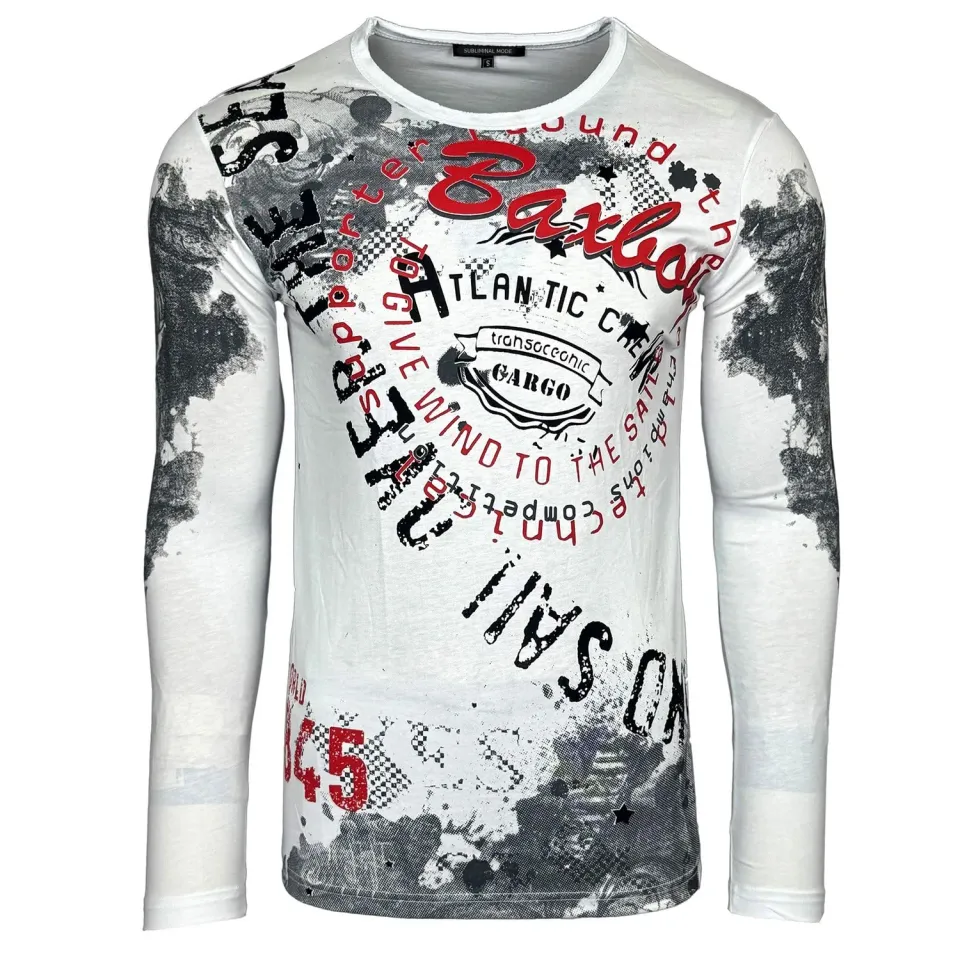 Subliminal Mode BX705 t-shirt homme manches longues noir vintage