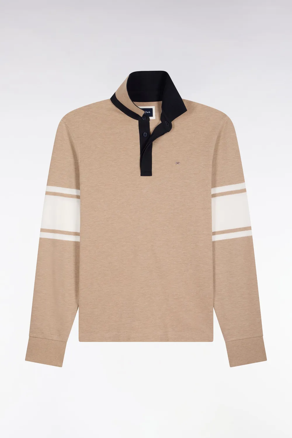 Eden Park Club Evolution polo beige manches longues piqué