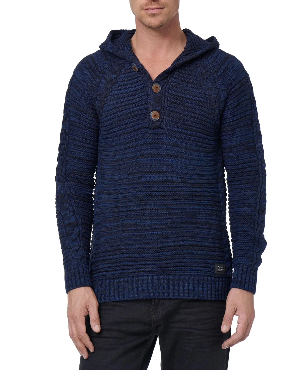Subliminal Mode BX290 pull homme capuche bleu grosse maille