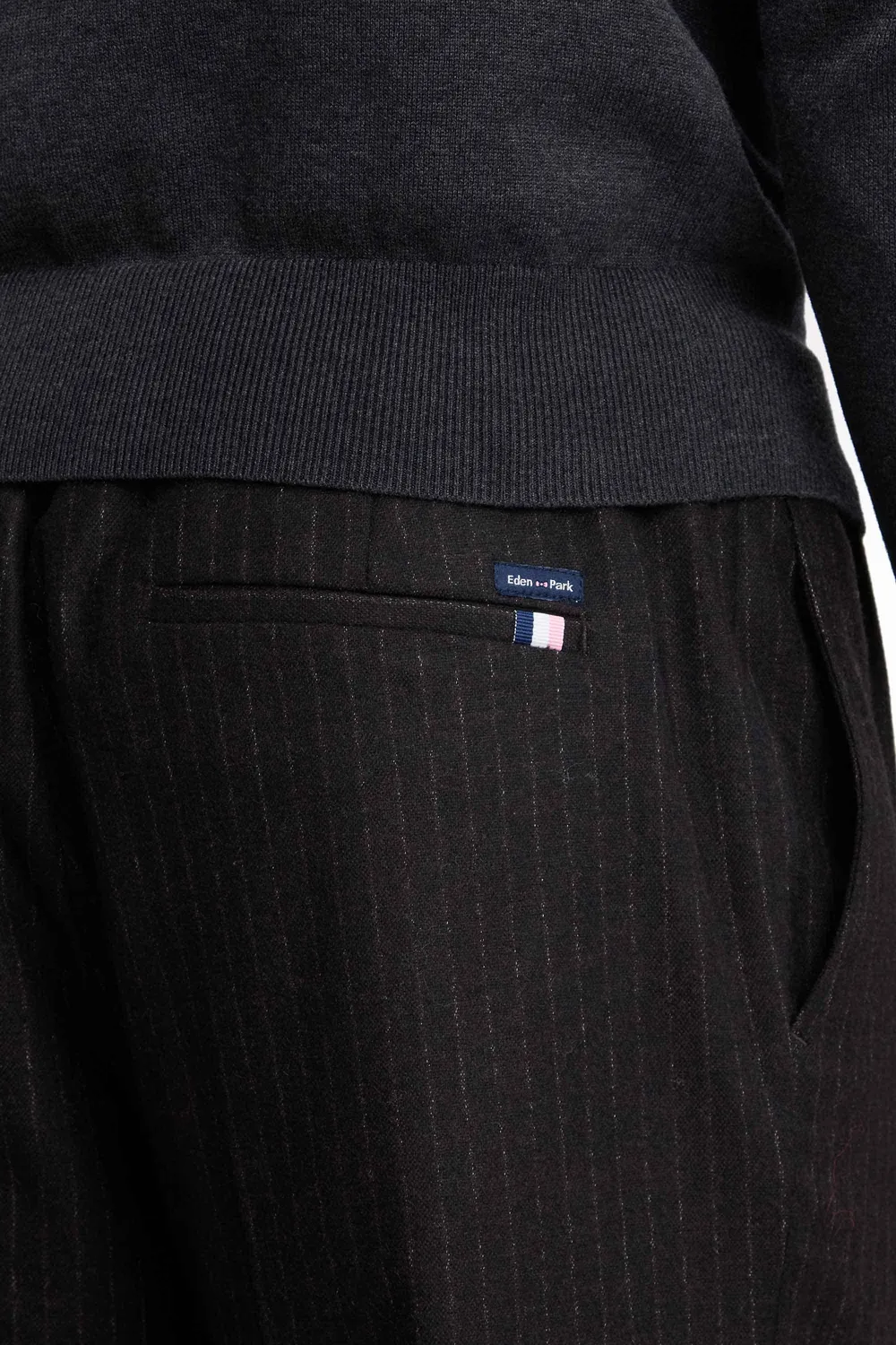 Eden Park Club pantalon homme marron rayures flanelle