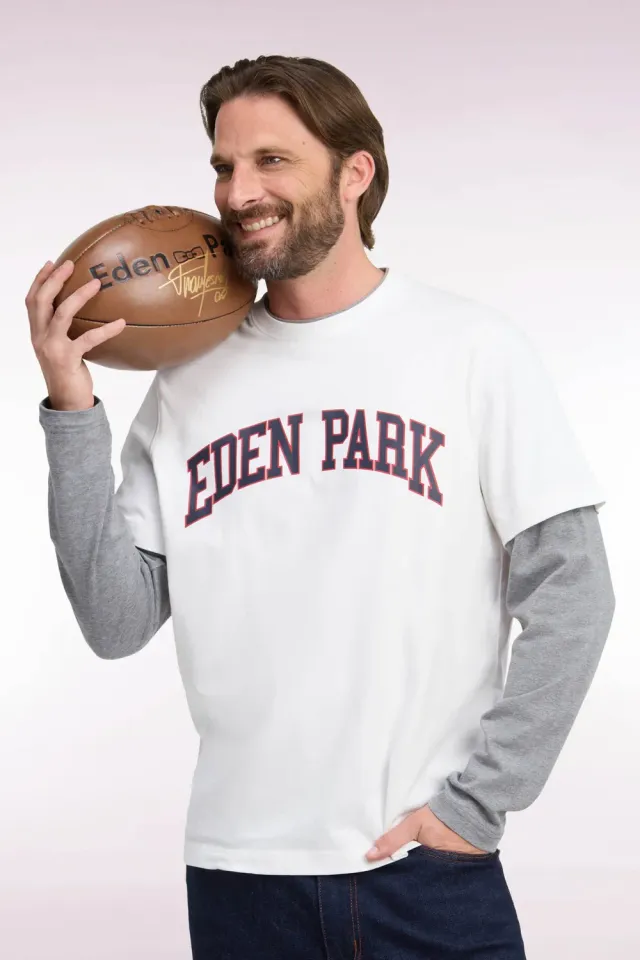Eden Park College t-shirt manches longues écru coton