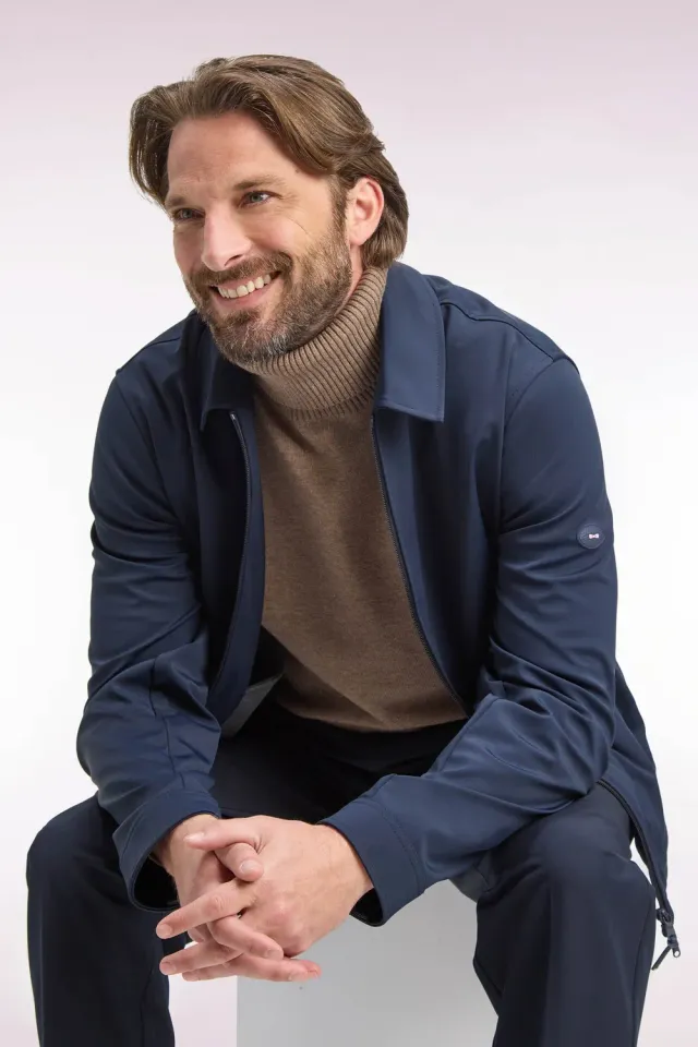 Eden Park Blouson Golf Nylon Technique Stretch Marine Léger
