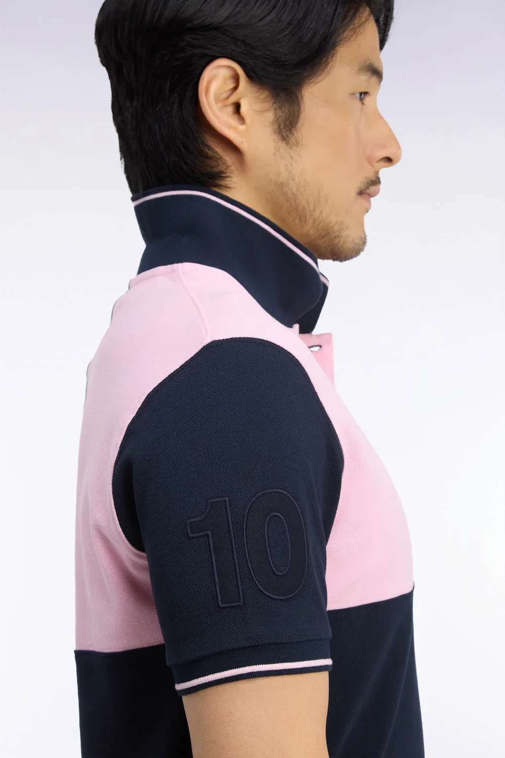 Eden Park polo tricolore marine rose coton coupe droite
