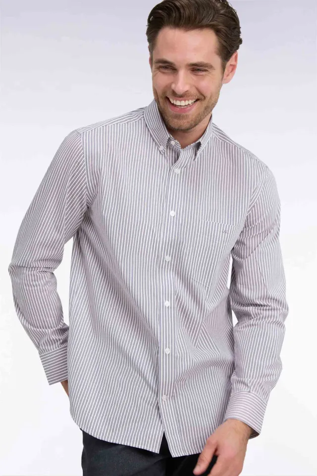Eden Park chemise rayures marine rose coton homme