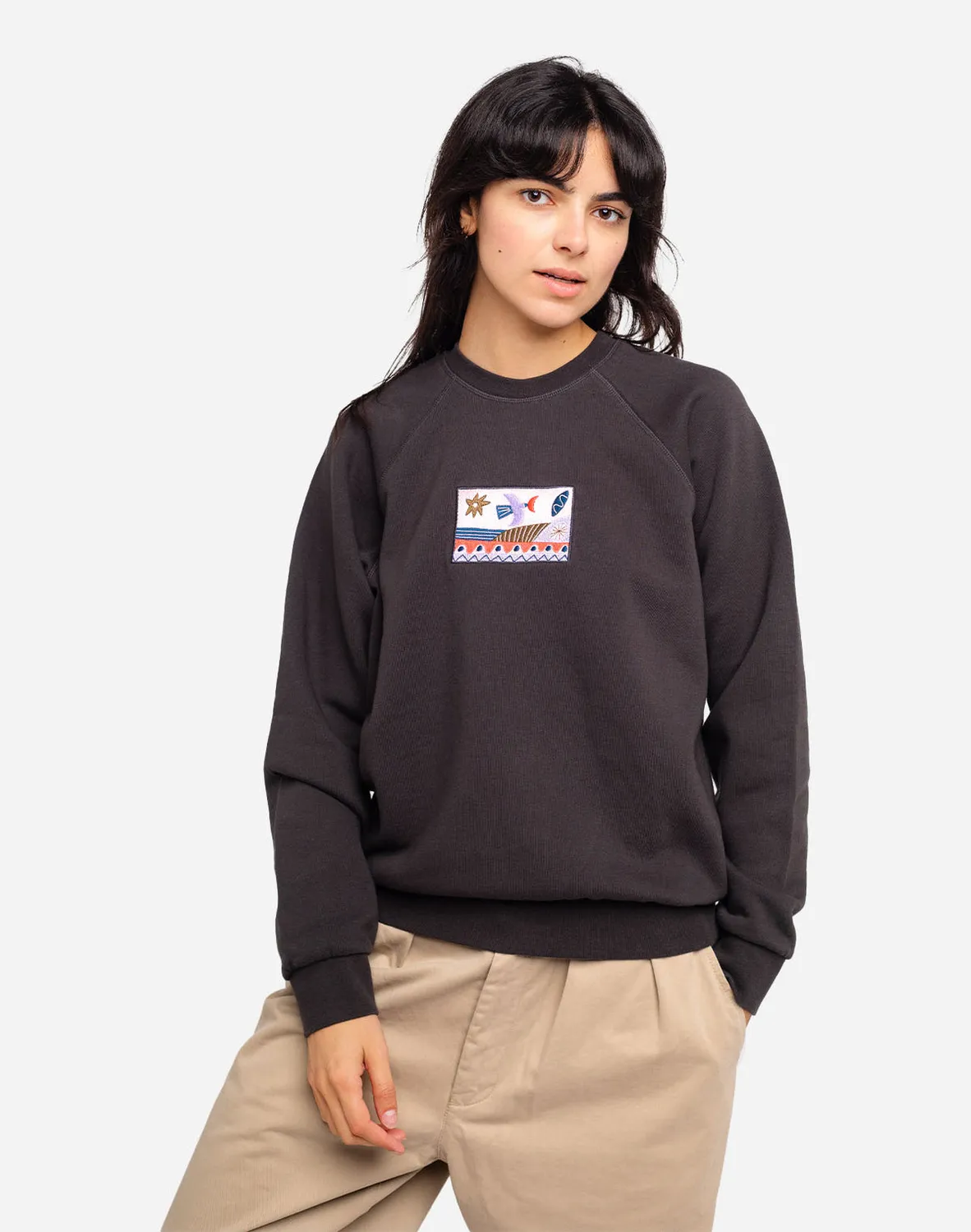 OLOW Seascape sweat coton bio brodé noir