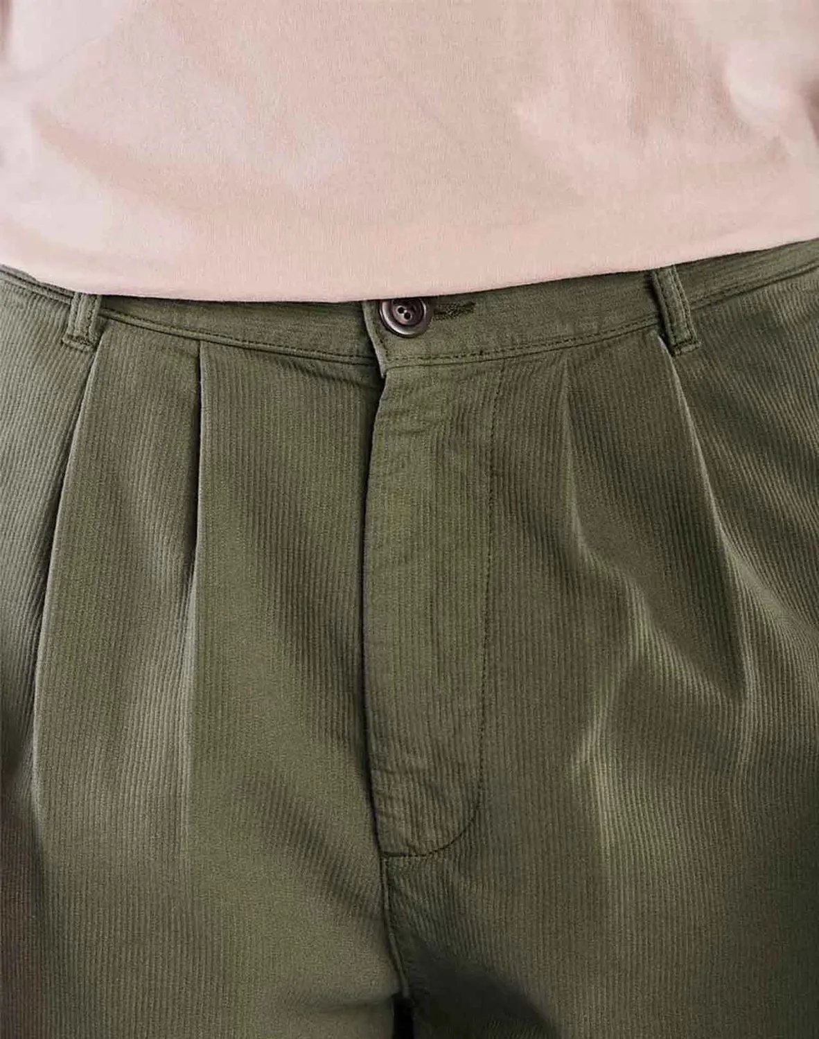 Olow Swing pantalon vert olive coton taille haute