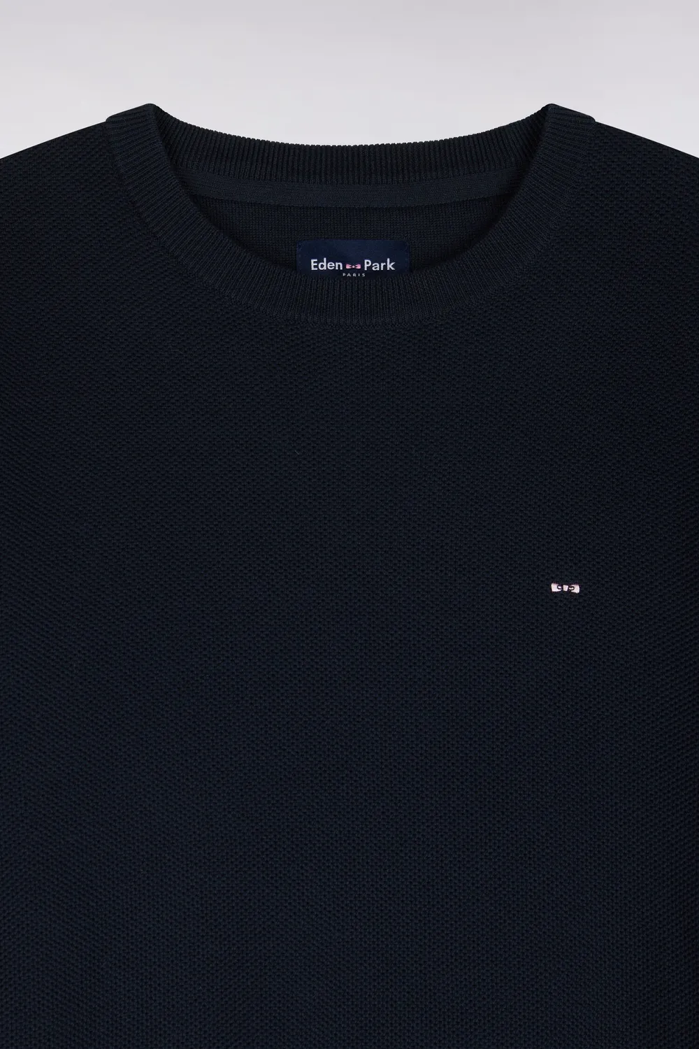 Eden Park pull col rond marine coton nid d'abeille
