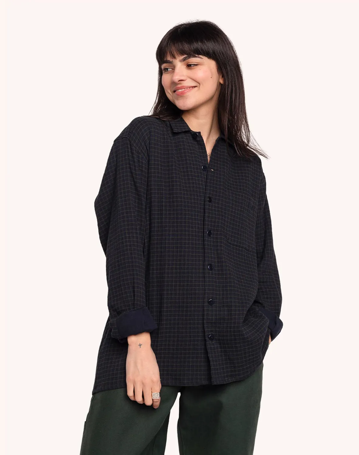 Olow Decré Brackley chemise bleu marine gaze