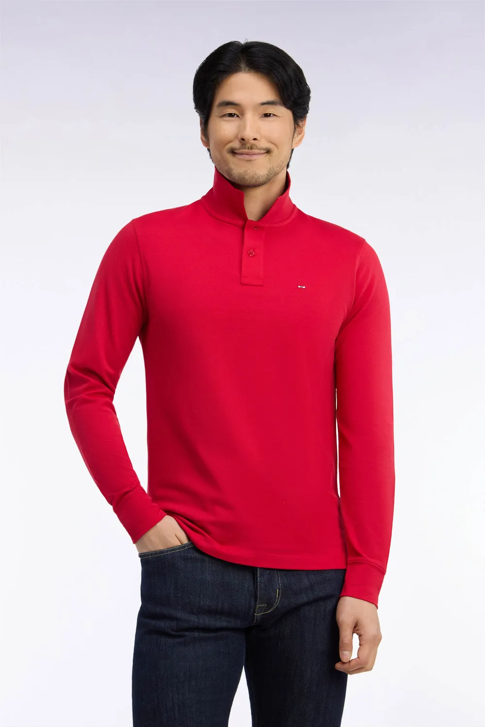 Eden Park Polo manches longues coton Pima rouge