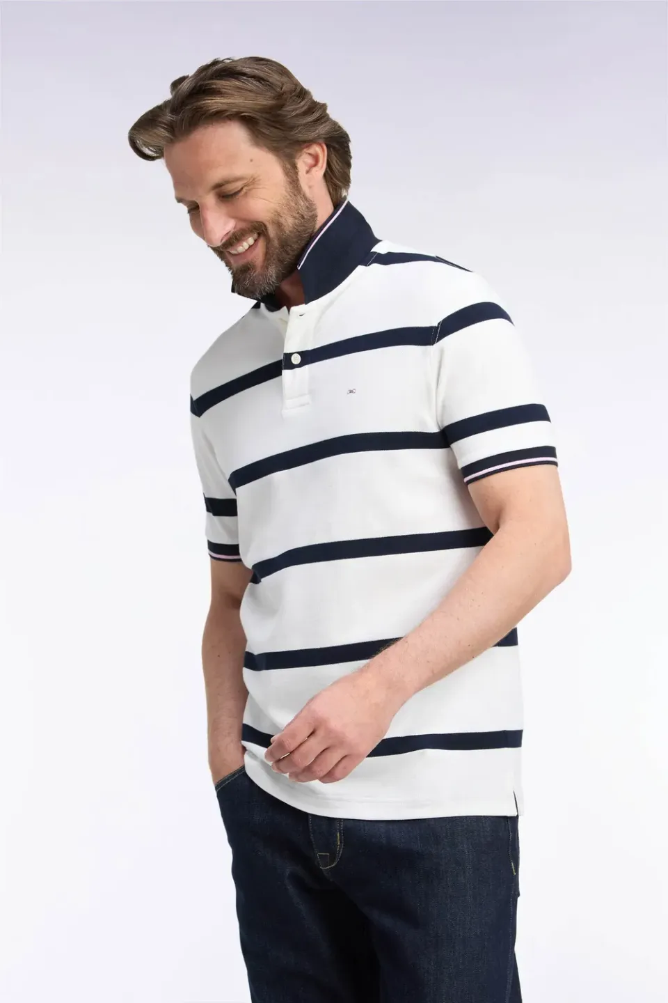 Eden Park Tricolore H26MAIPC0014 polo écru rayures