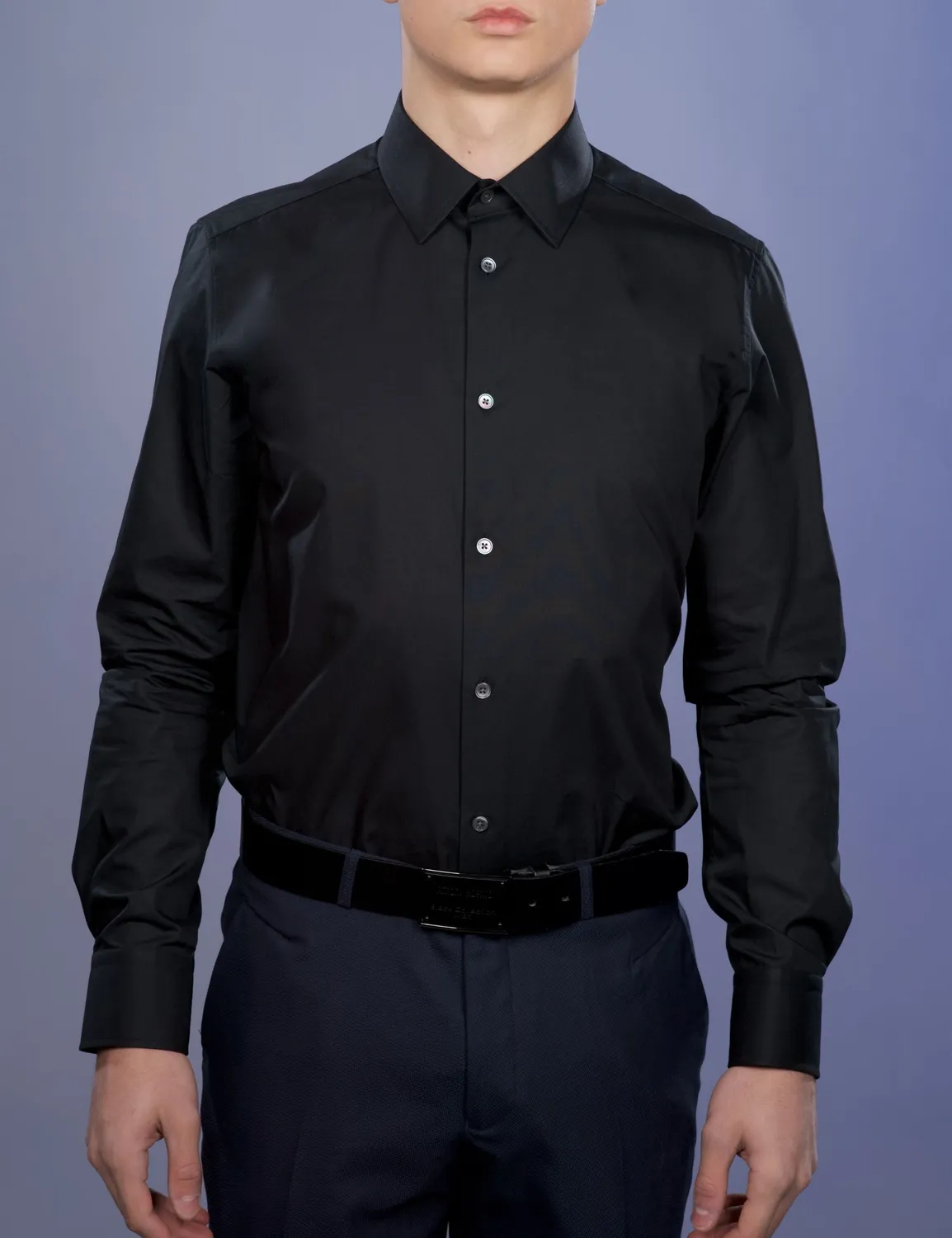 La Chemise Française Noire chemise homme popeline col français