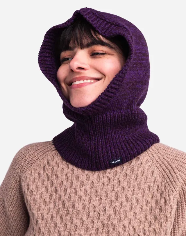 OLOW Hood cagoule prune chiné 100% laine