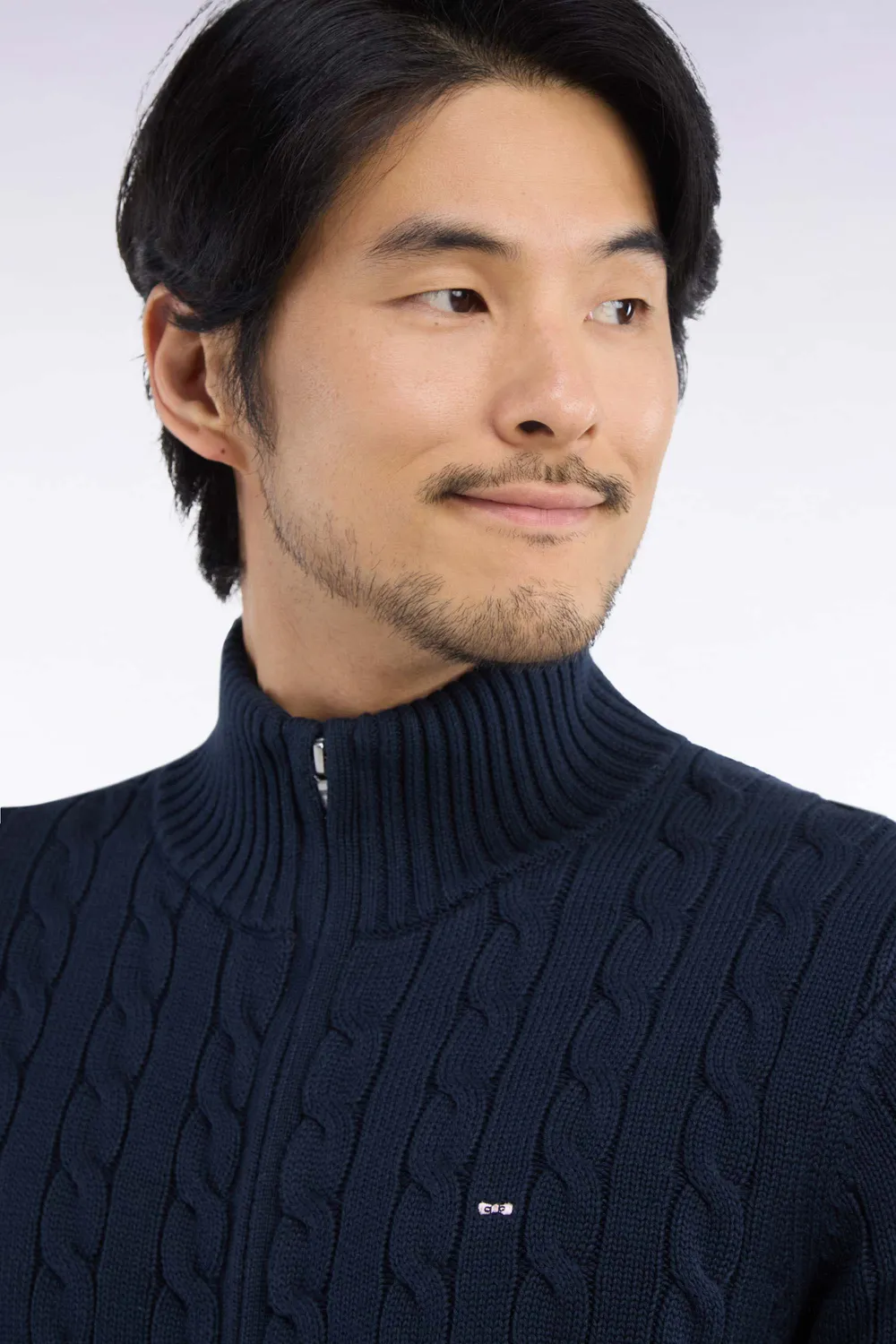Eden Park cardigan coton marine homme torsades zippé