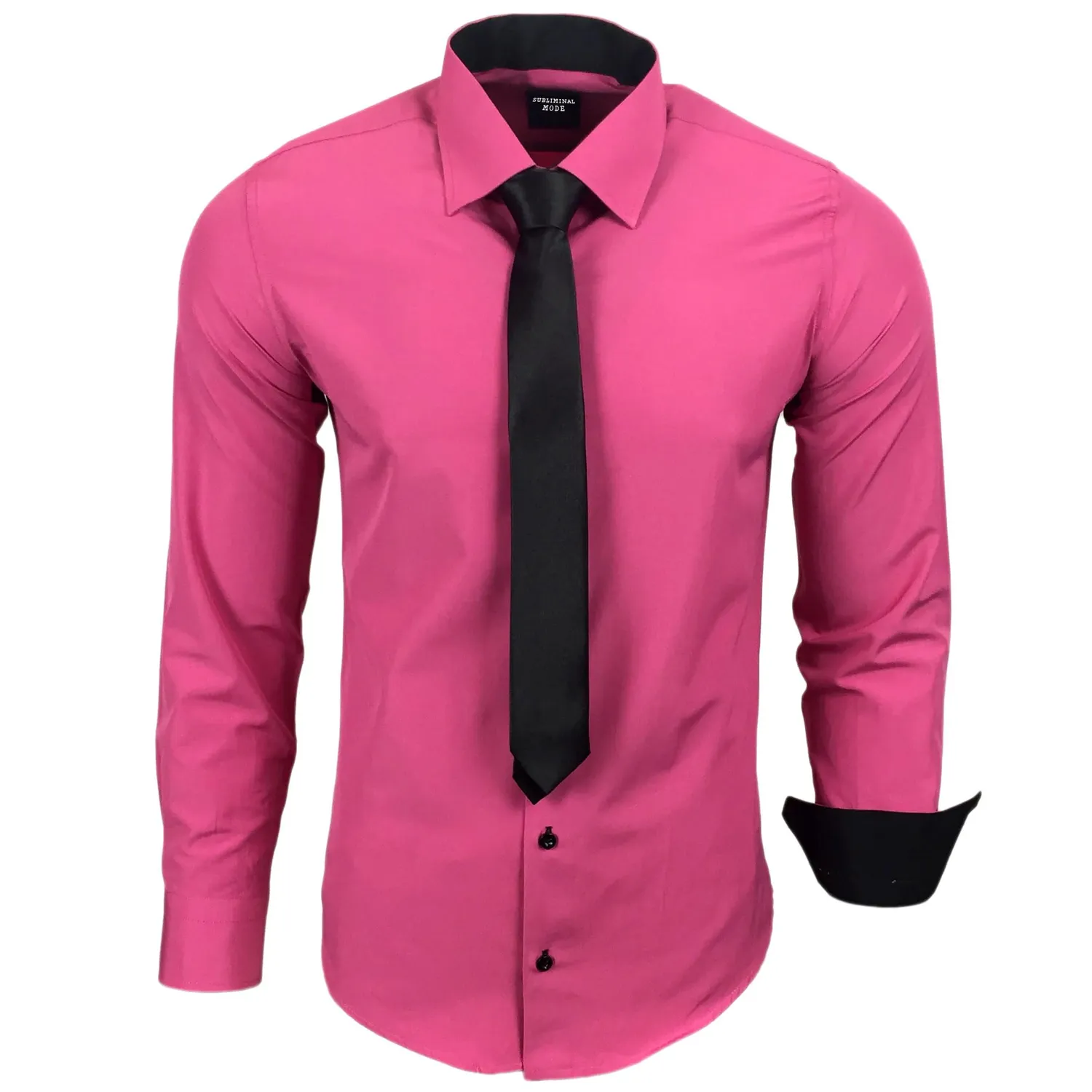 Subliminal Mode RN77 chemise homme marron col bicolore
