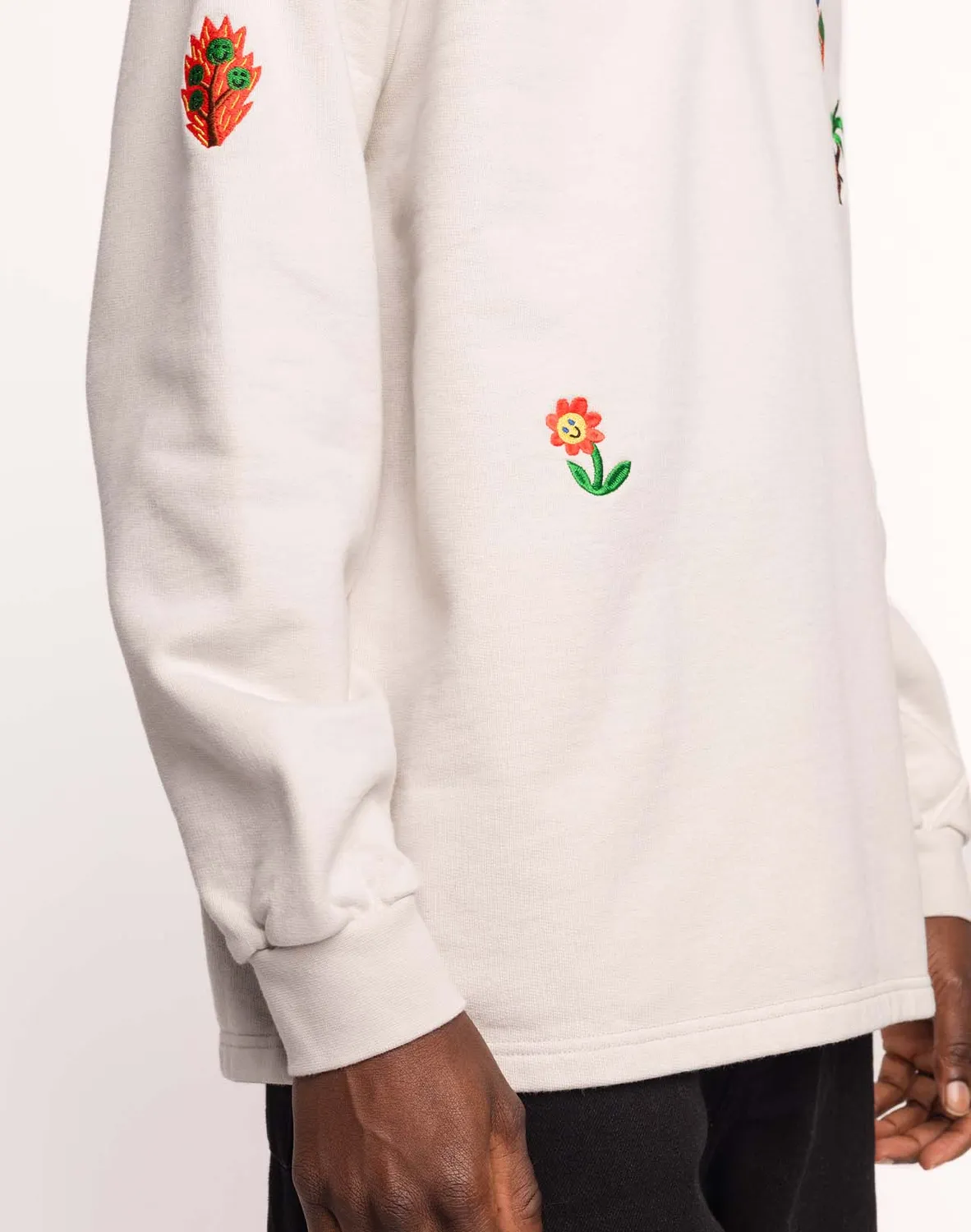 OLOW Nap sweat gris perle molleton bio brodé