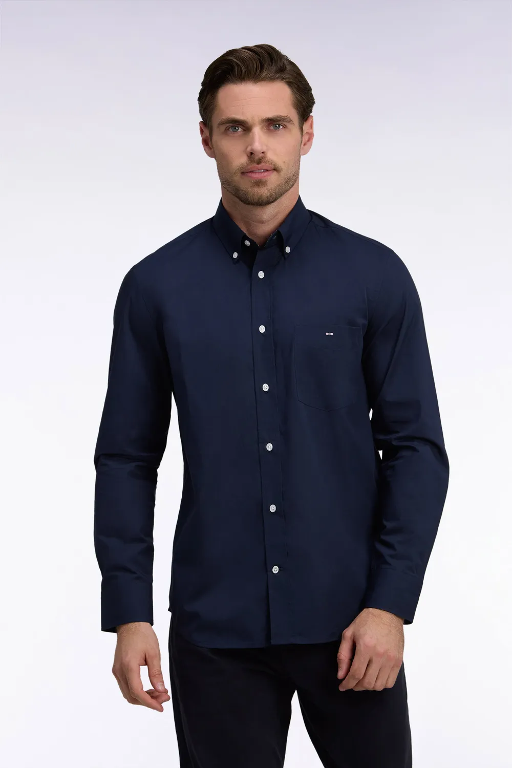 Eden Park chemise marine coton micromotifs homme droite