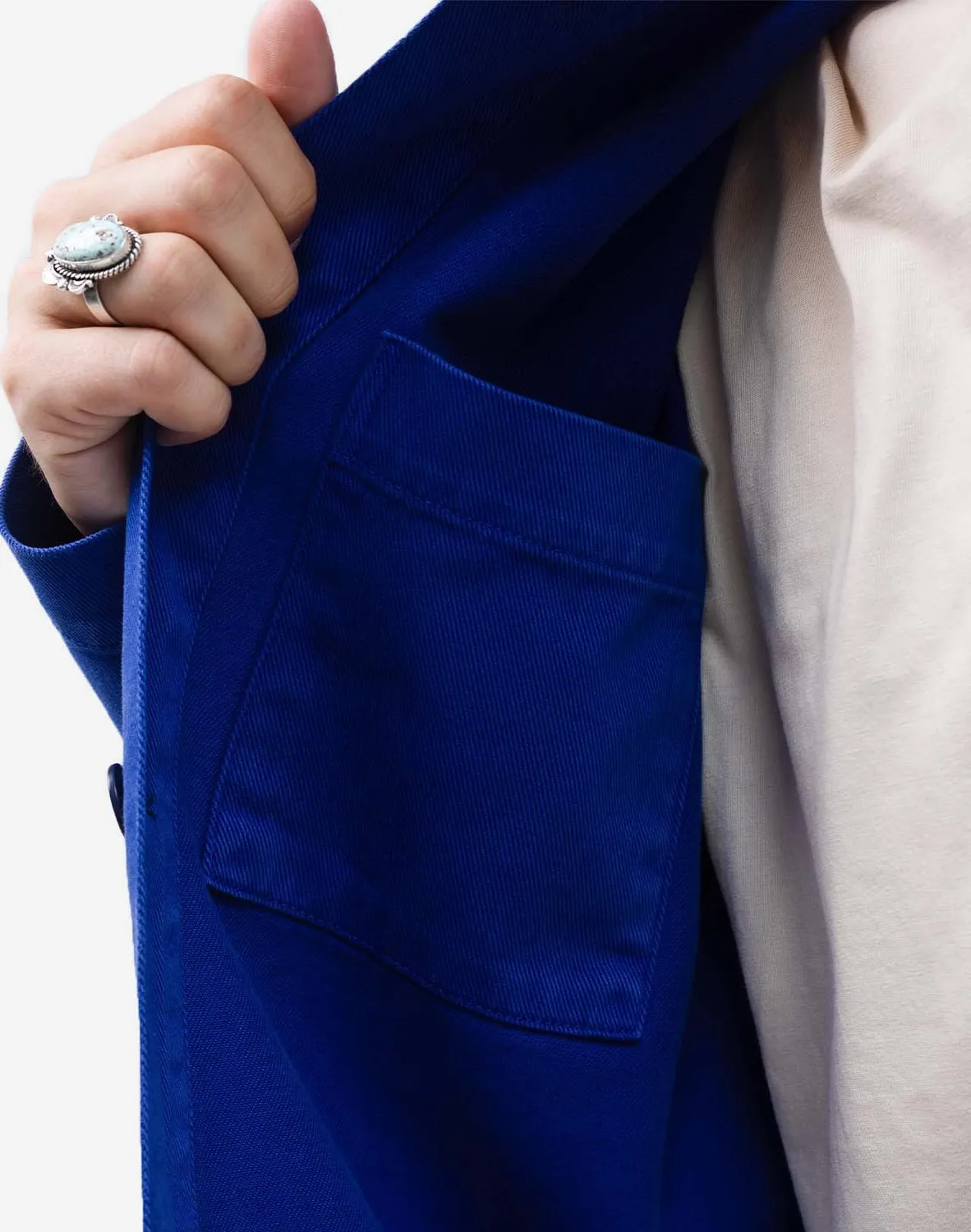 Olow Chucalescu veste bleu roi serge coton