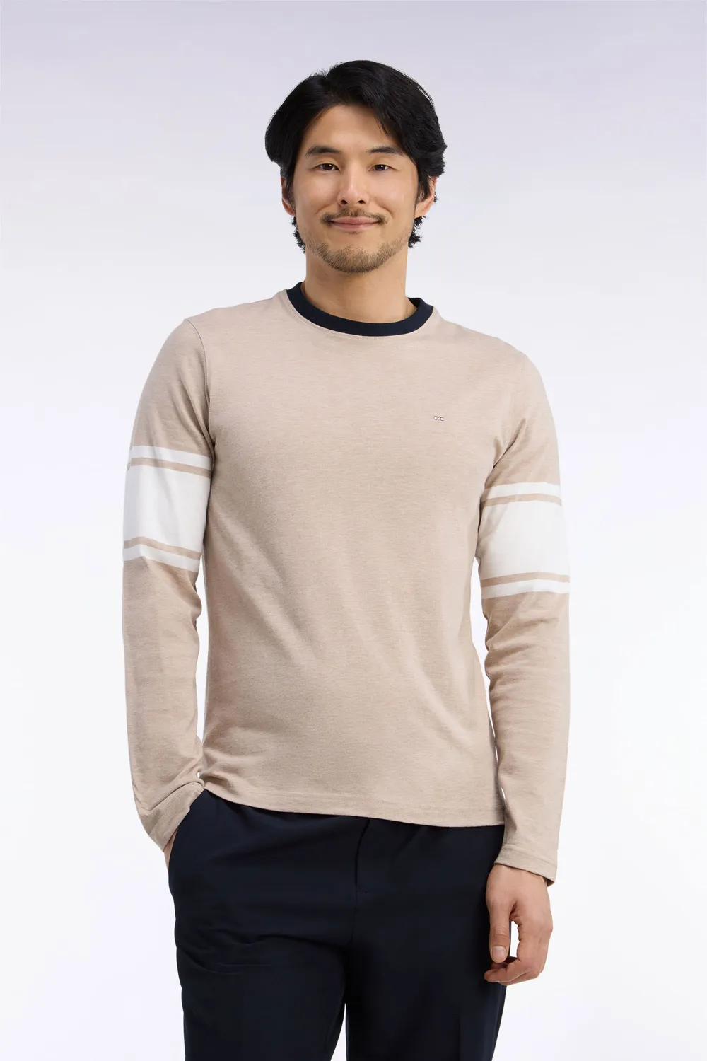 Eden Park Club Evolution t-shirt manches longues beige coton