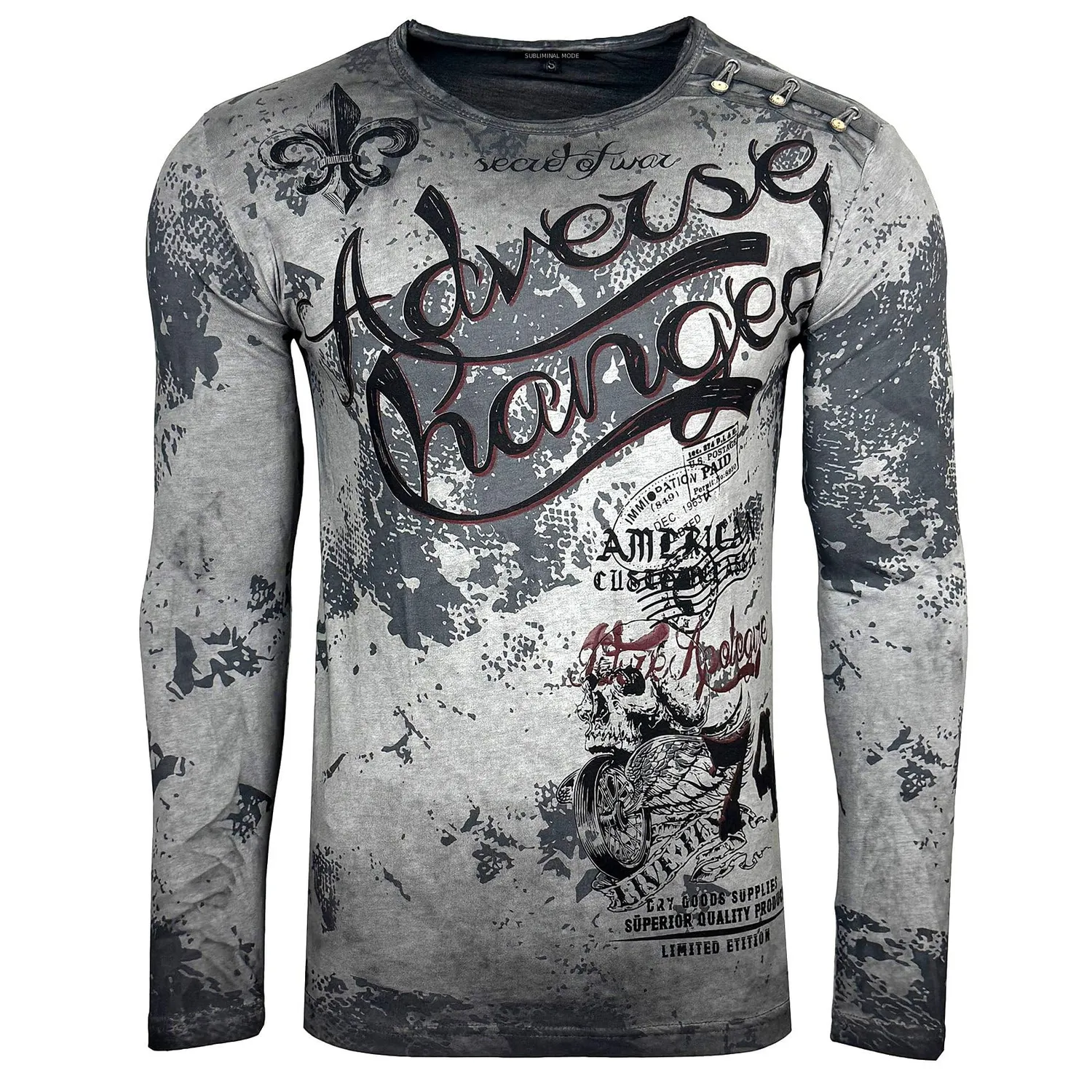 Subliminal Mode BX706 t-shirt manches longues noir délavé