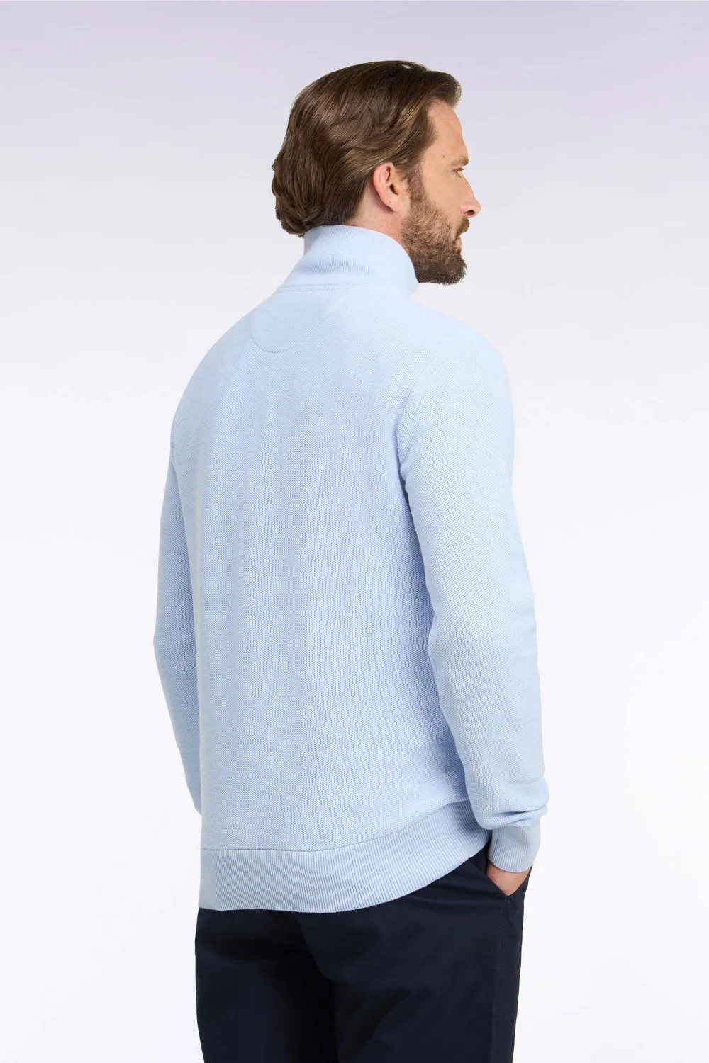Eden Park pull col camionneur bleu ciel coton homme